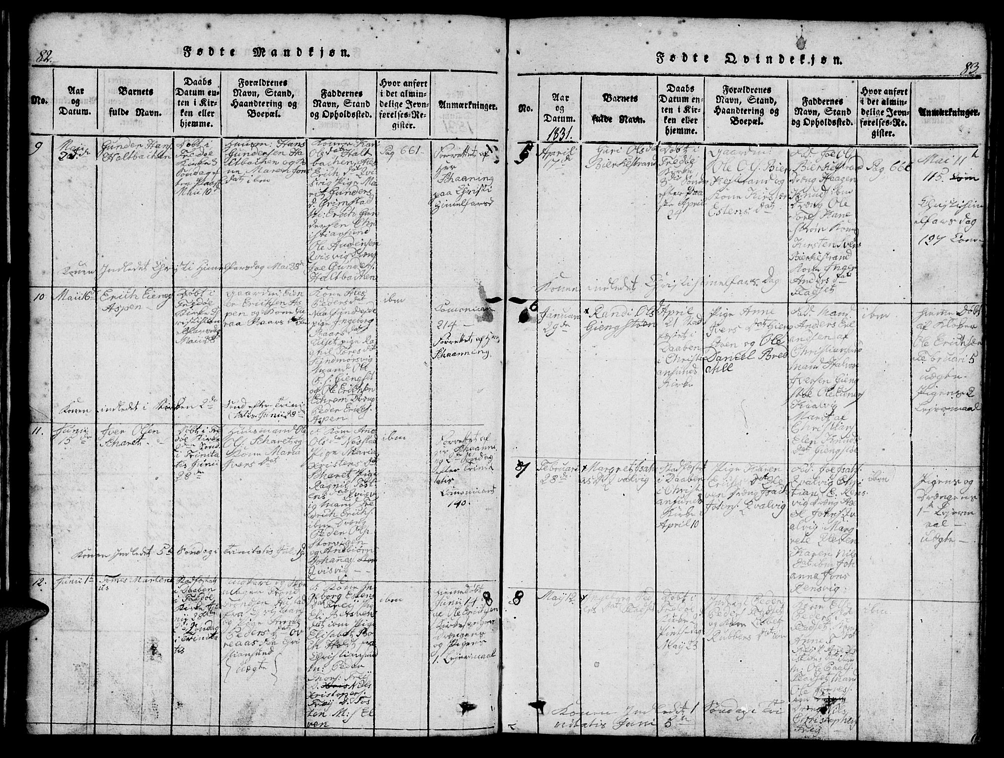 Ministerialprotokoller, klokkerbøker og fødselsregistre - Møre og Romsdal, SAT/A-1454/573/L0873: Parish register (copy) no. 573C01, 1819-1834, p. 82-83