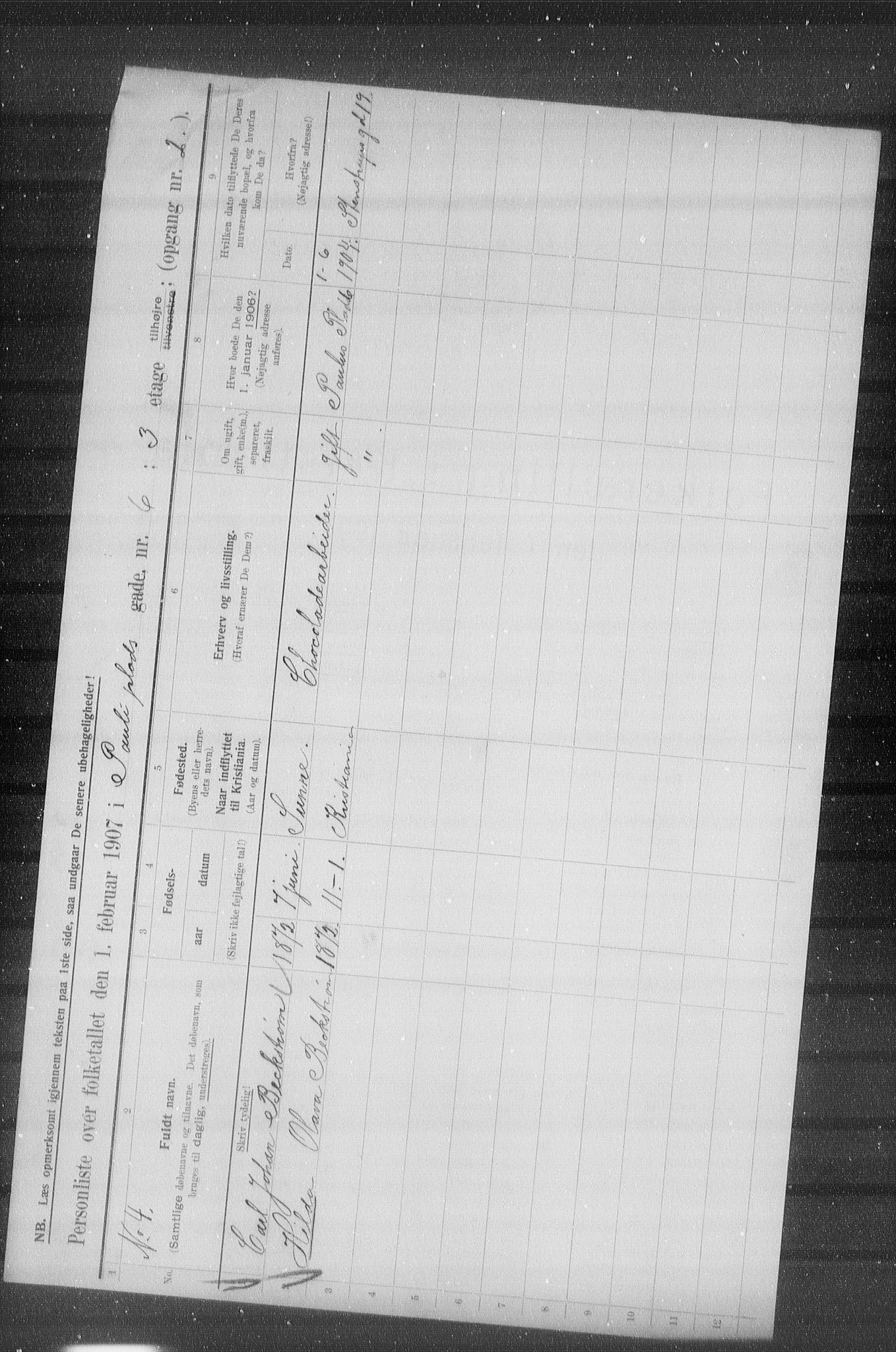 OBA, Municipal Census 1907 for Kristiania, 1907, p. 40303