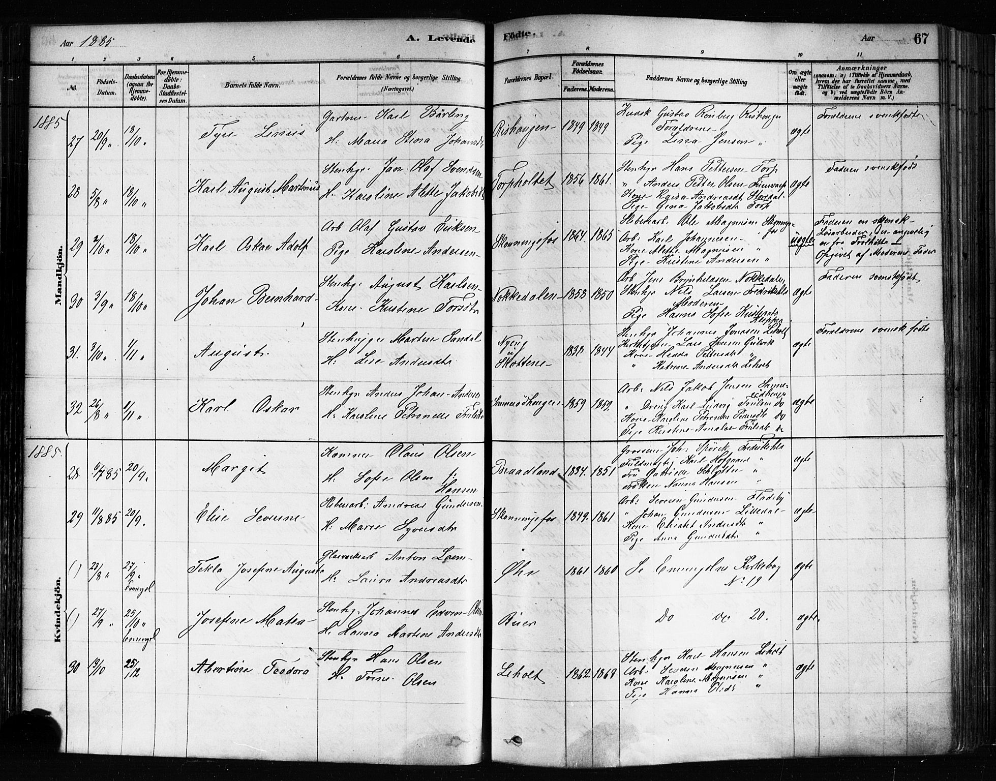 Idd prestekontor Kirkebøker, AV/SAO-A-10911/F/Fc/L0006a: Parish register (official) no. III 6A, 1878-1903, p. 67