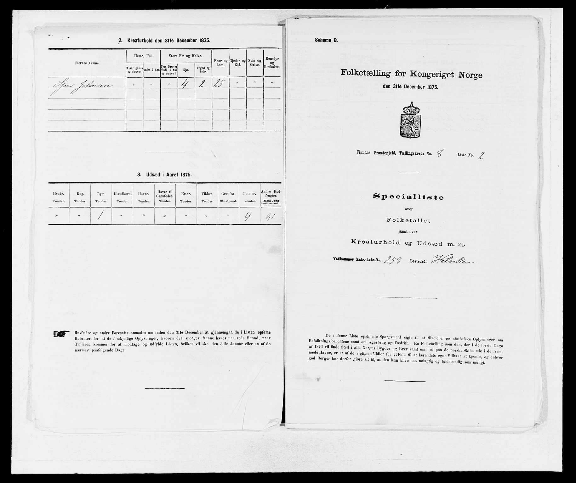 SAB, 1875 census for 1218P Finnås, 1875, p. 865