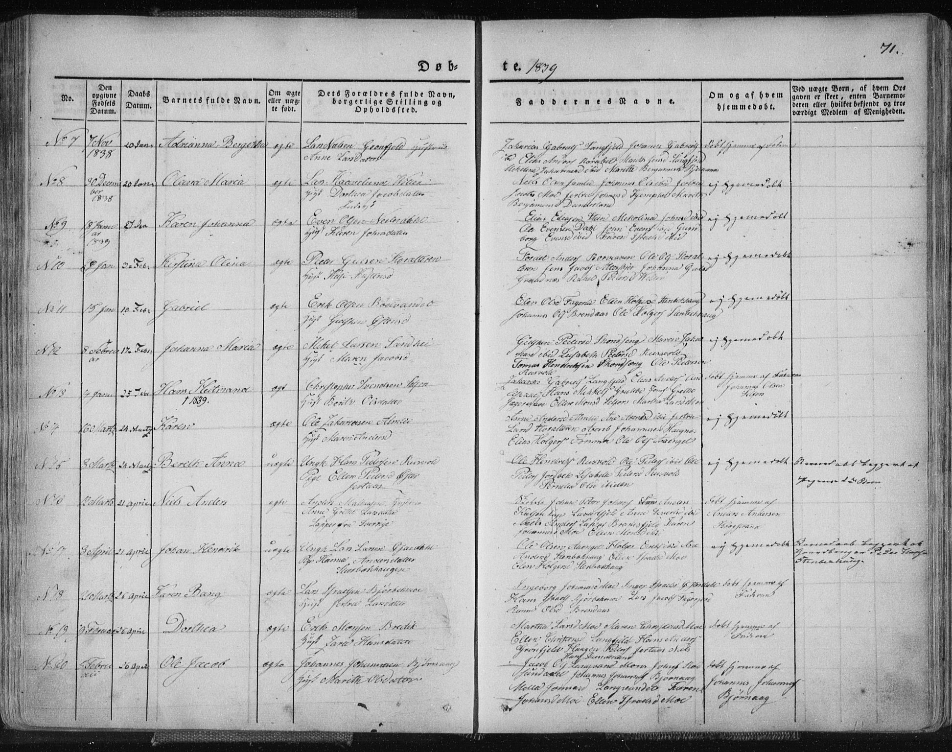 Ministerialprotokoller, klokkerbøker og fødselsregistre - Nordland, SAT/A-1459/827/L0390: Parish register (official) no. 827A02, 1826-1841, p. 71