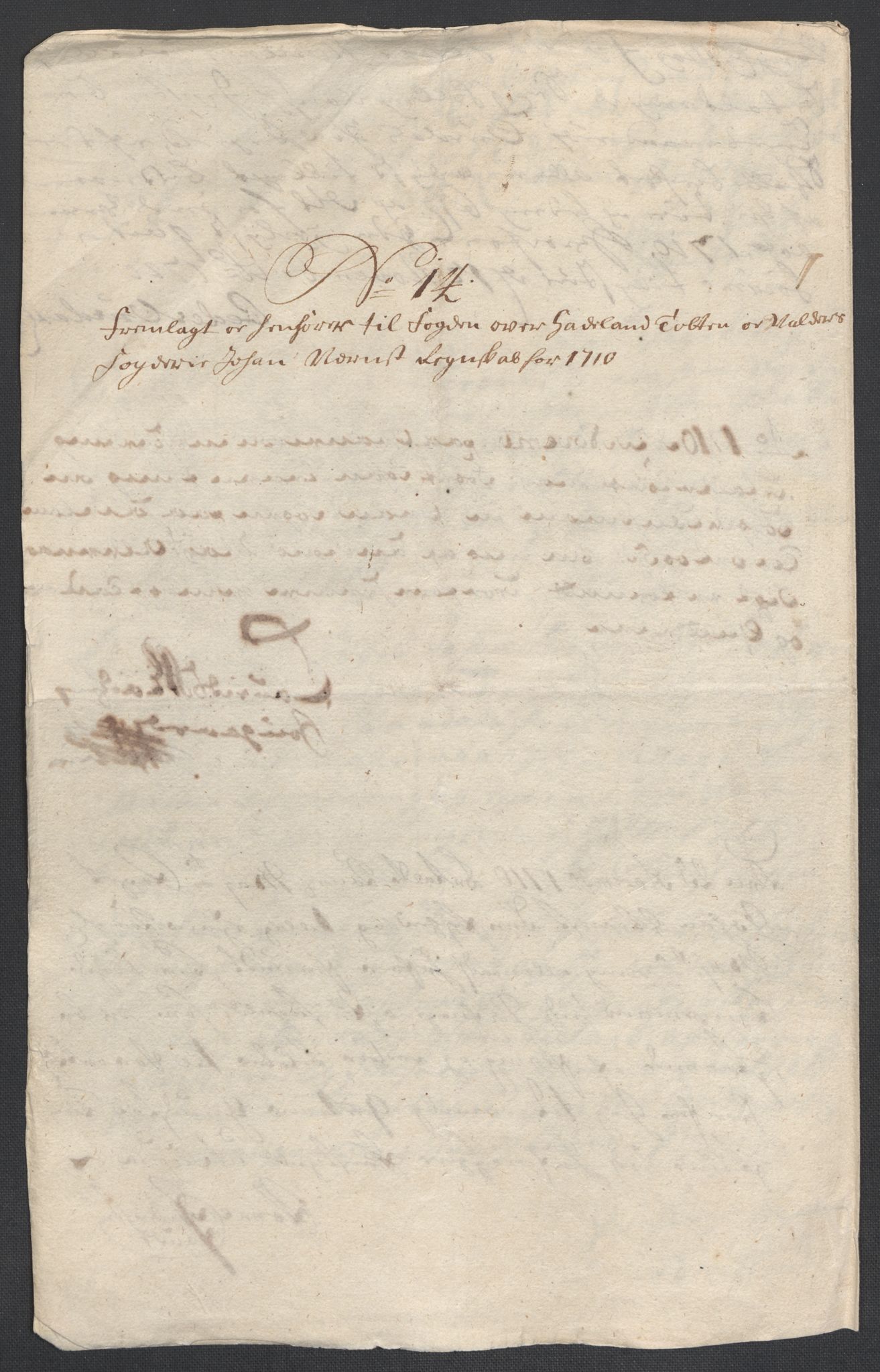 Rentekammeret inntil 1814, Reviderte regnskaper, Fogderegnskap, RA/EA-4092/R18/L1307: Fogderegnskap Hadeland, Toten og Valdres, 1710, p. 54