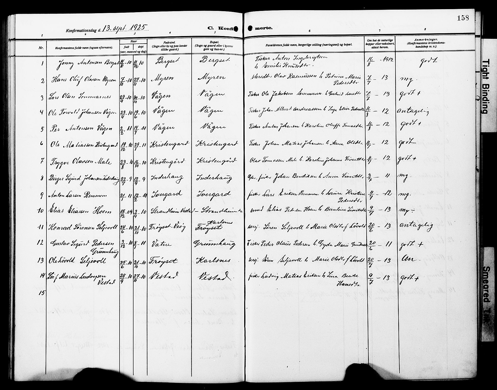Ministerialprotokoller, klokkerbøker og fødselsregistre - Møre og Romsdal, AV/SAT-A-1454/566/L0774: Parish register (copy) no. 566C03, 1910-1929, p. 158