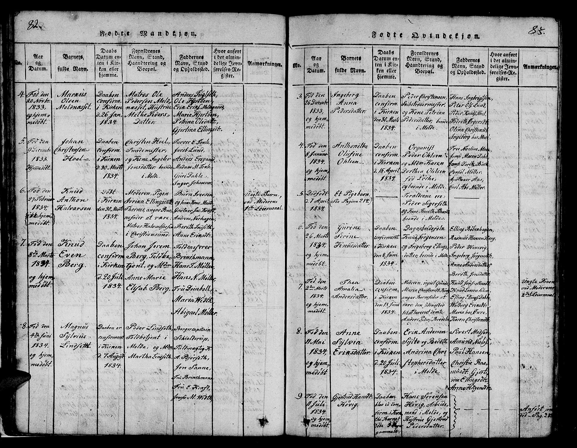 Ministerialprotokoller, klokkerbøker og fødselsregistre - Møre og Romsdal, SAT/A-1454/558/L0700: Parish register (copy) no. 558C01, 1818-1868, p. 82-83