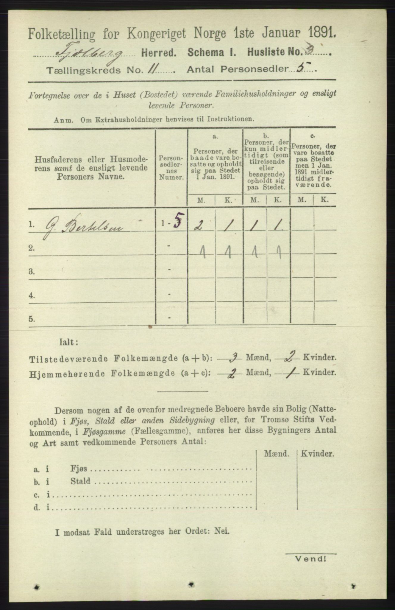 RA, 1891 census for 1213 Fjelberg, 1891, p. 4056