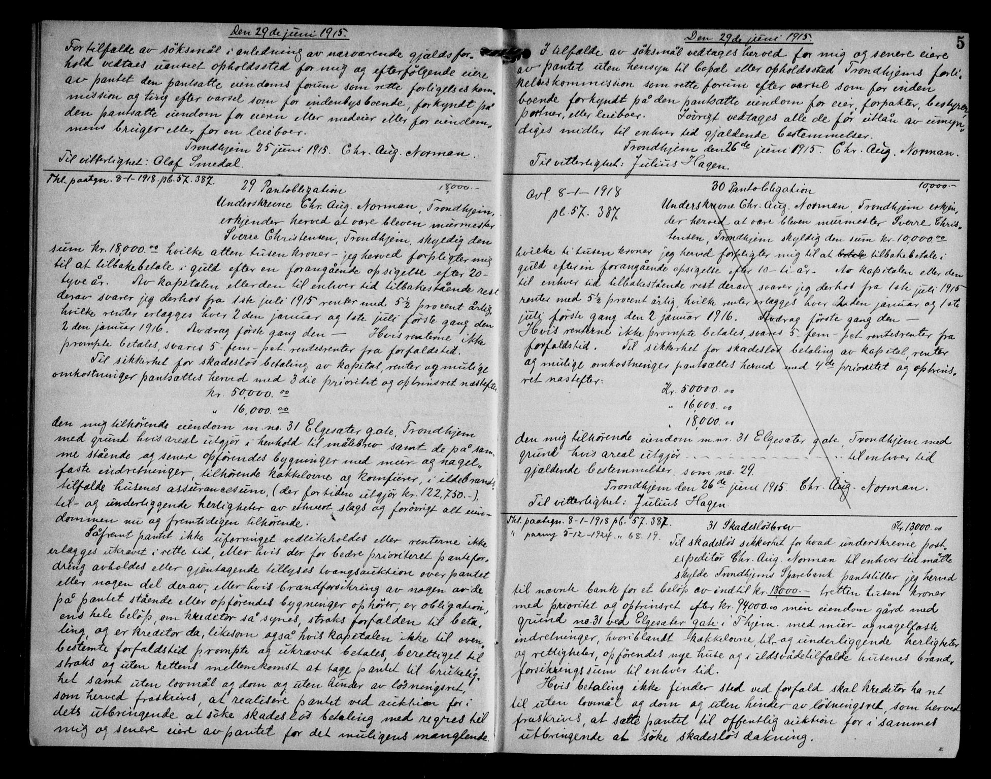 Trondheim byfogd, AV/SAT-A-0003/1/2/2C/L0056: Mortgage book no. 55, 1915-1916, p. 5