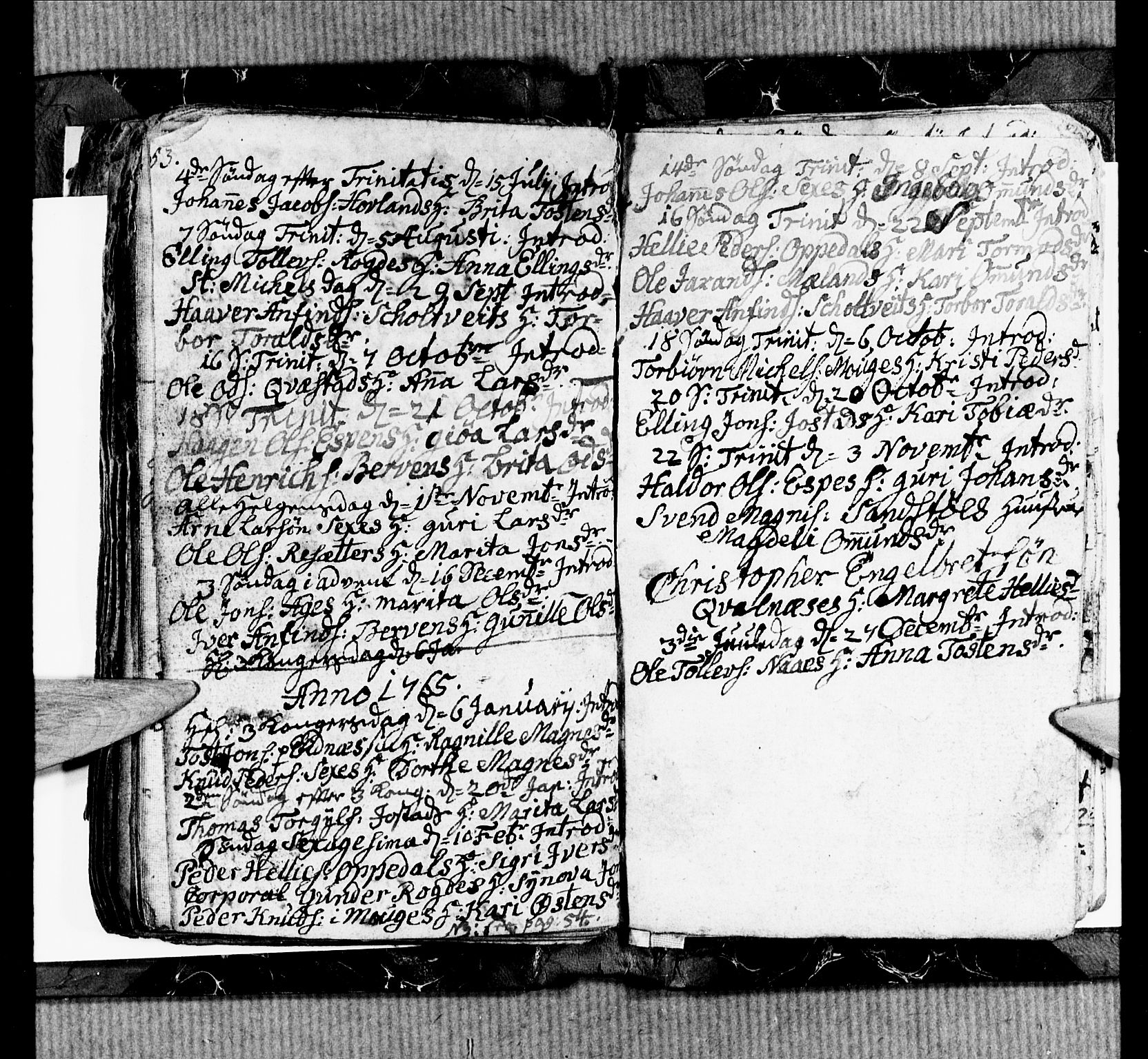 Ullensvang sokneprestembete, AV/SAB-A-78701/H/Hab: Parish register (copy) no. B 1, 1764-1766, p. 53-54