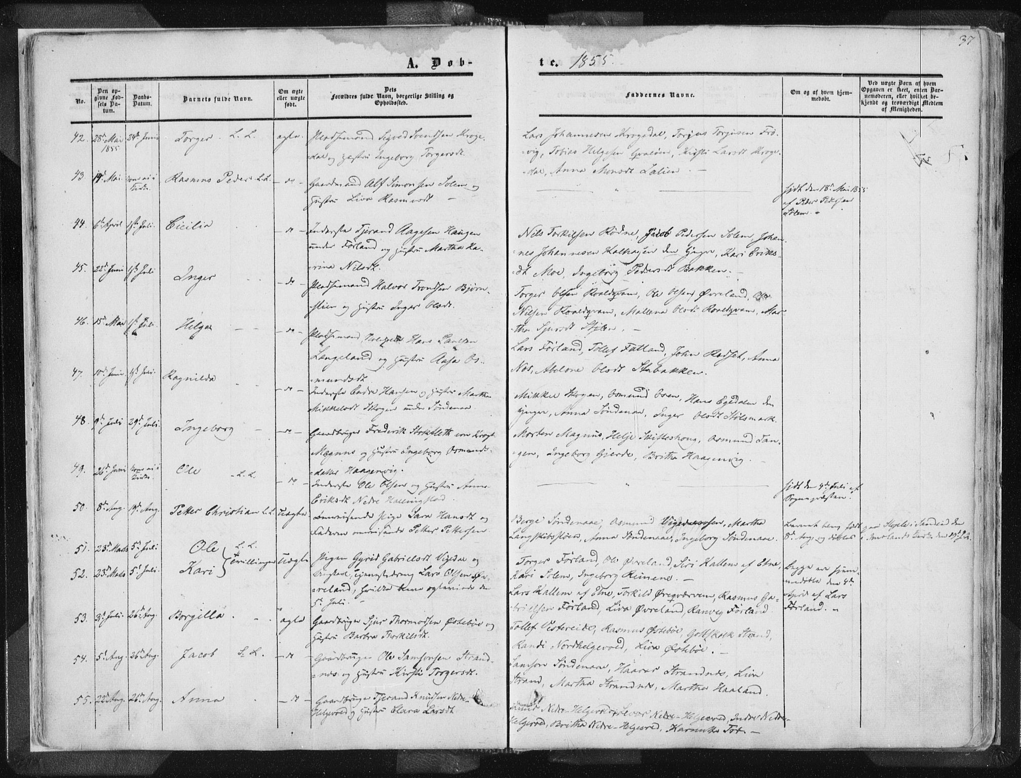 Vikedal sokneprestkontor, AV/SAST-A-101840/01/IV: Parish register (official) no. A 6.1, 1851-1867, p. 37