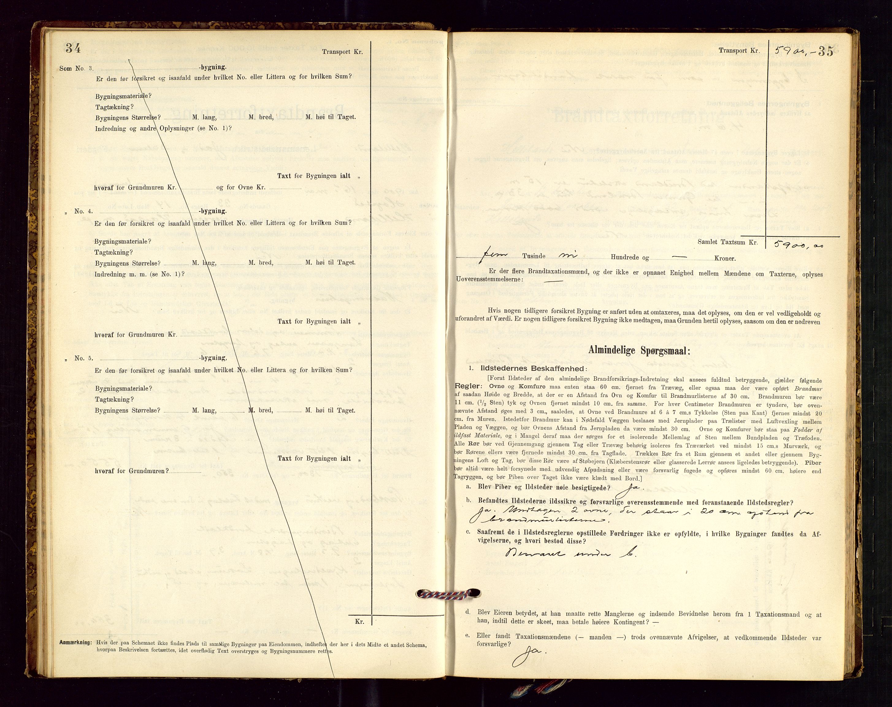 Helleland lensmannskontor, AV/SAST-A-100209/Gob/L0001: "Brandtaxationsprotokol", 1896-1919, p. 34-35