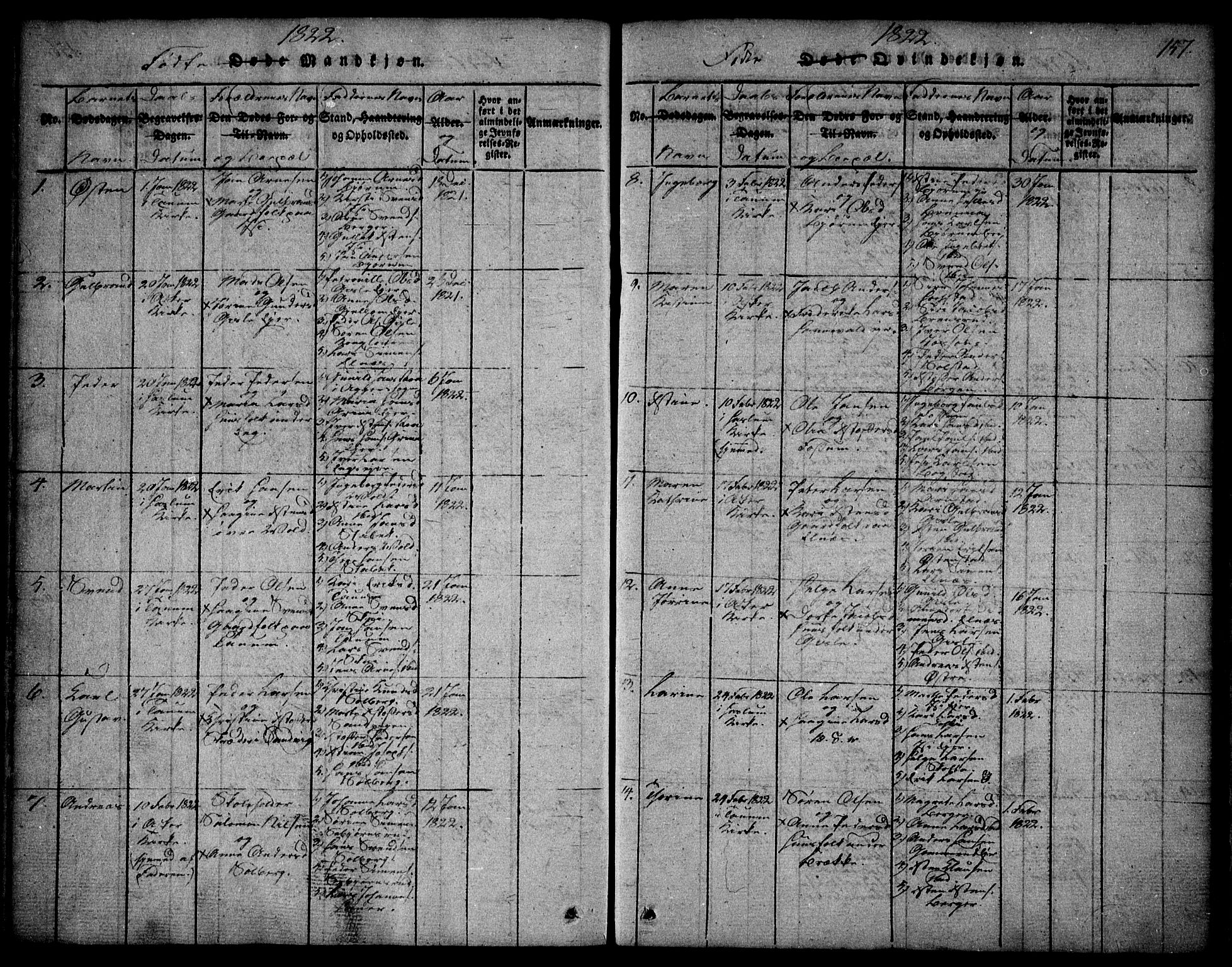Asker prestekontor Kirkebøker, SAO/A-10256a/F/Fa/L0006: Parish register (official) no. I 6, 1814-1824, p. 157