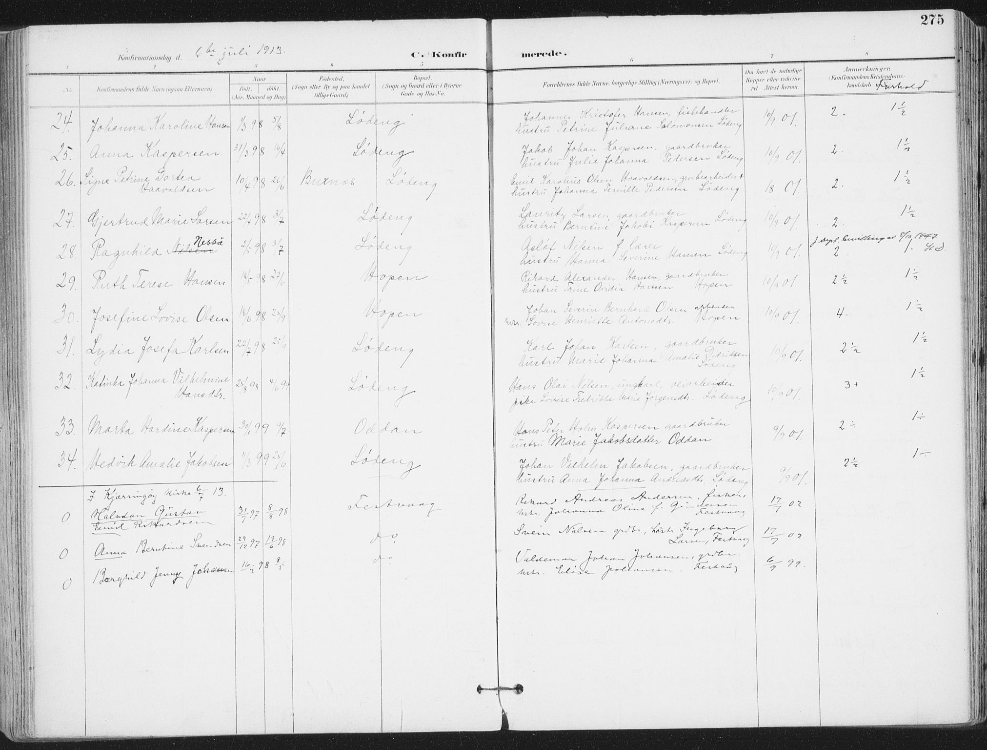 Ministerialprotokoller, klokkerbøker og fødselsregistre - Nordland, SAT/A-1459/802/L0055: Parish register (official) no. 802A02, 1894-1915, p. 275
