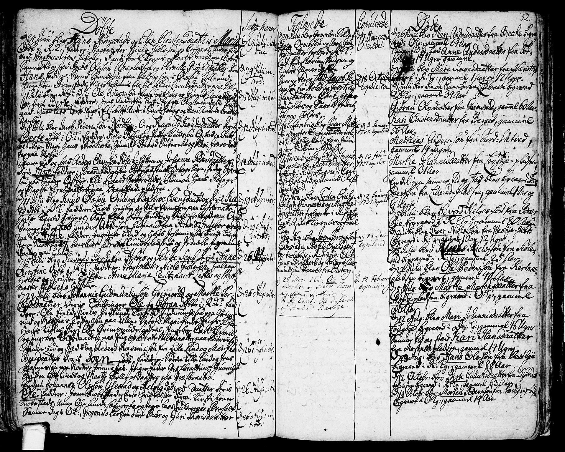 Rakkestad prestekontor Kirkebøker, AV/SAO-A-2008/F/Fa/L0001: Parish register (official) no. I 1, 1722-1740, p. 52