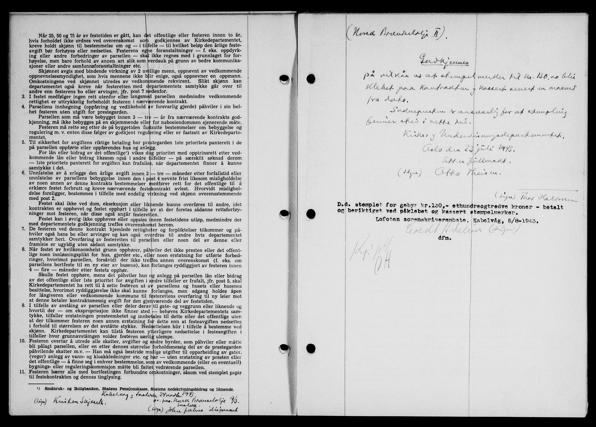 Lofoten sorenskriveri, SAT/A-0017/1/2/2C/L0011a: Mortgage book no. 11a, 1943-1943, Diary no: : 973/1943