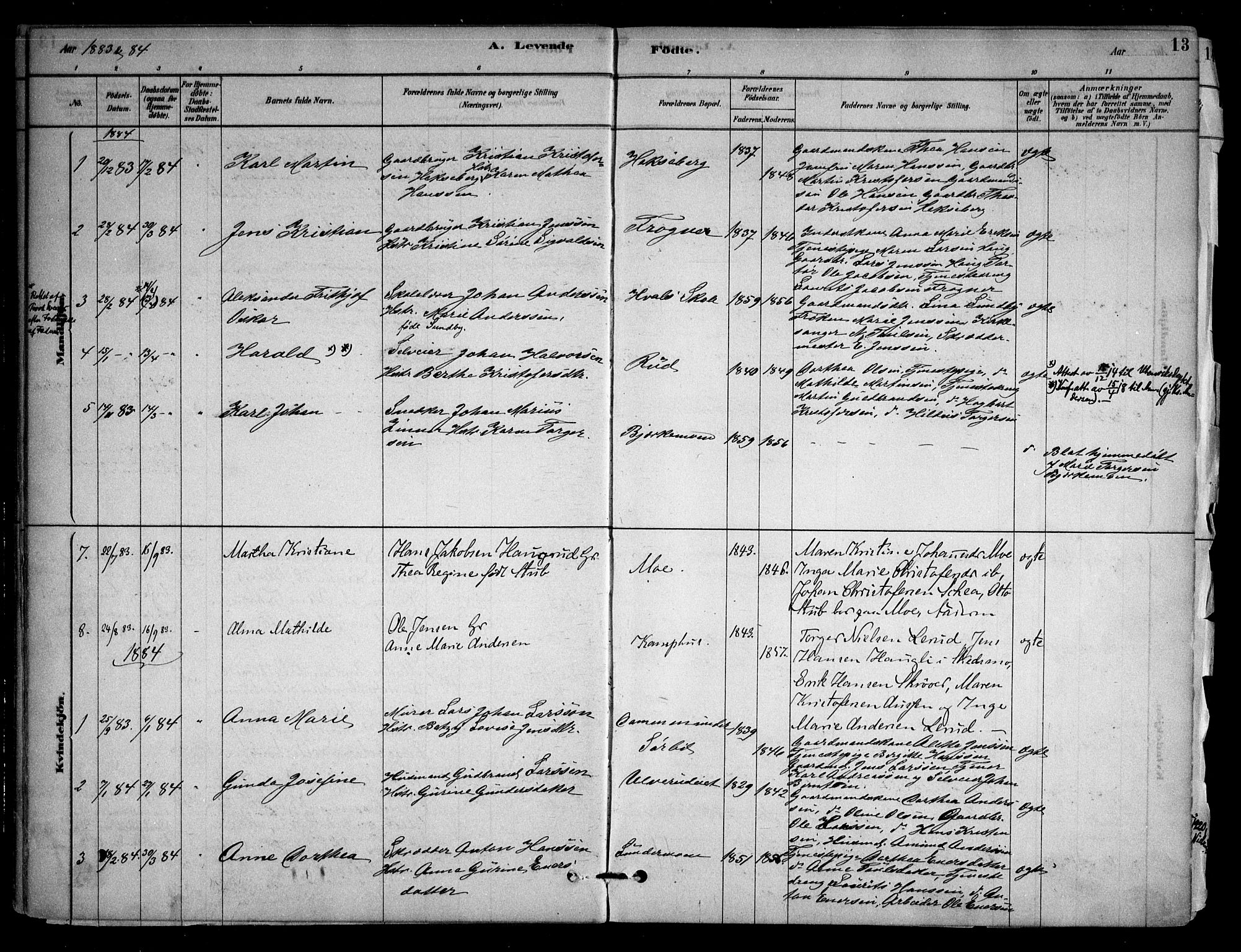 Sørum prestekontor Kirkebøker, SAO/A-10303/F/Fb/L0001: Parish register (official) no. II 1, 1878-1915, p. 13