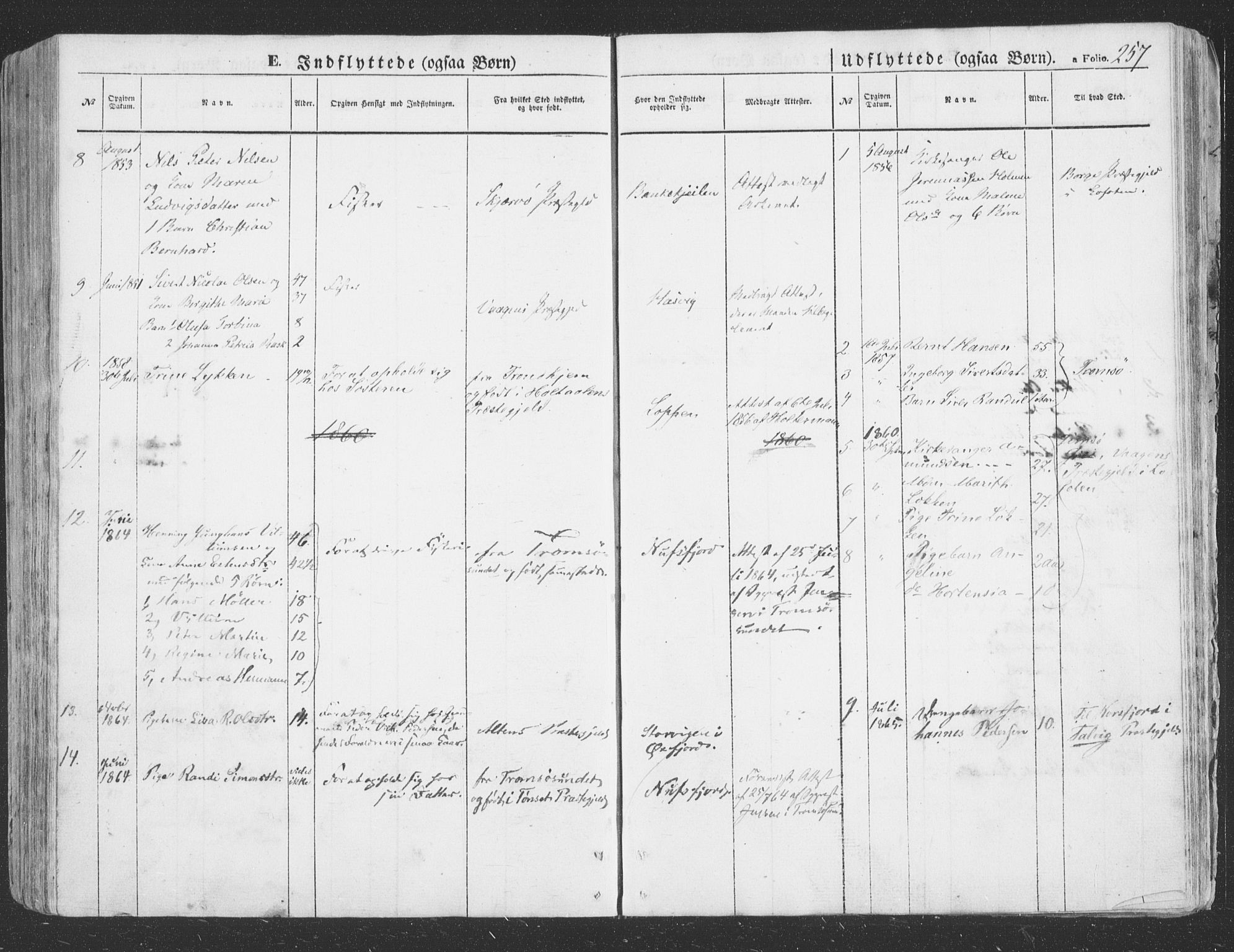 Loppa sokneprestkontor, SATØ/S-1339/H/Ha/L0004kirke: Parish register (official) no. 4, 1849-1868, p. 257