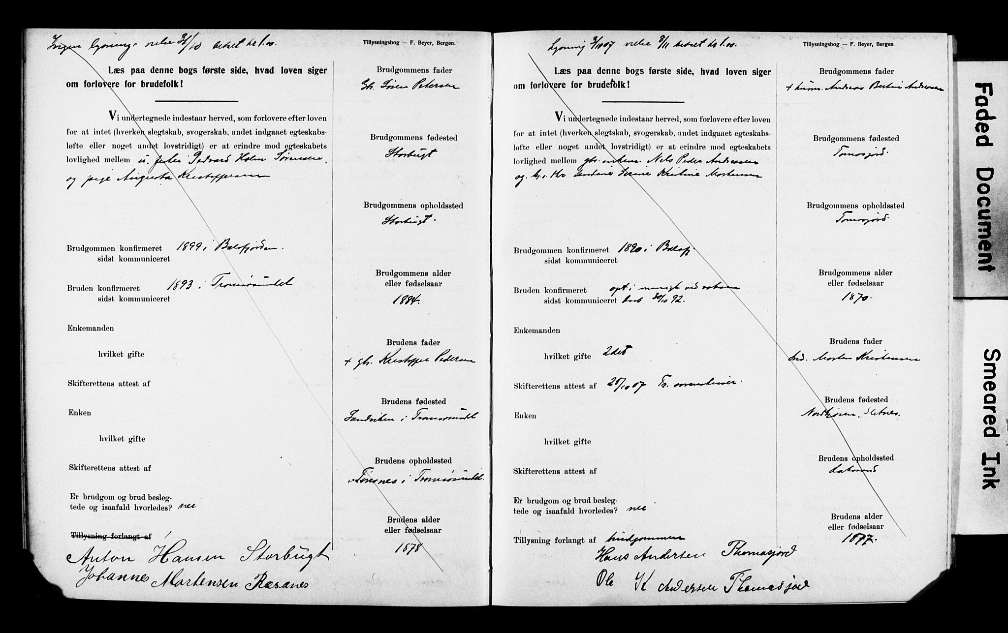 Balsfjord sokneprestembete, AV/SATØ-S-1303/H/Hd/L0032: Banns register no. 32, 1907-1910