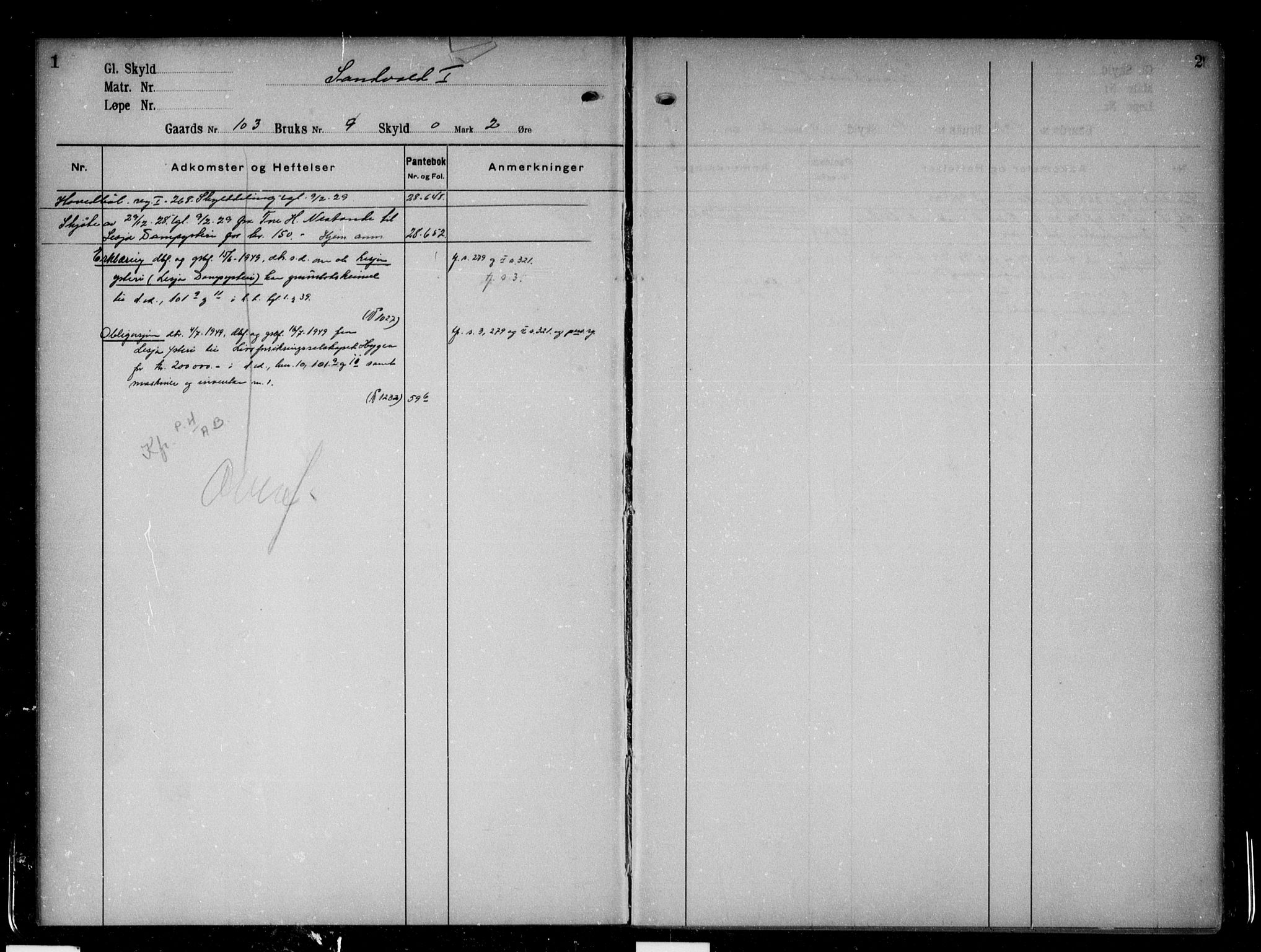 Nord-Gudbrandsdal tingrett, SAH/TING-002/H/Ha/Hac/L0003: Mortgage register no. 3, 1928-1950, p. 1-2