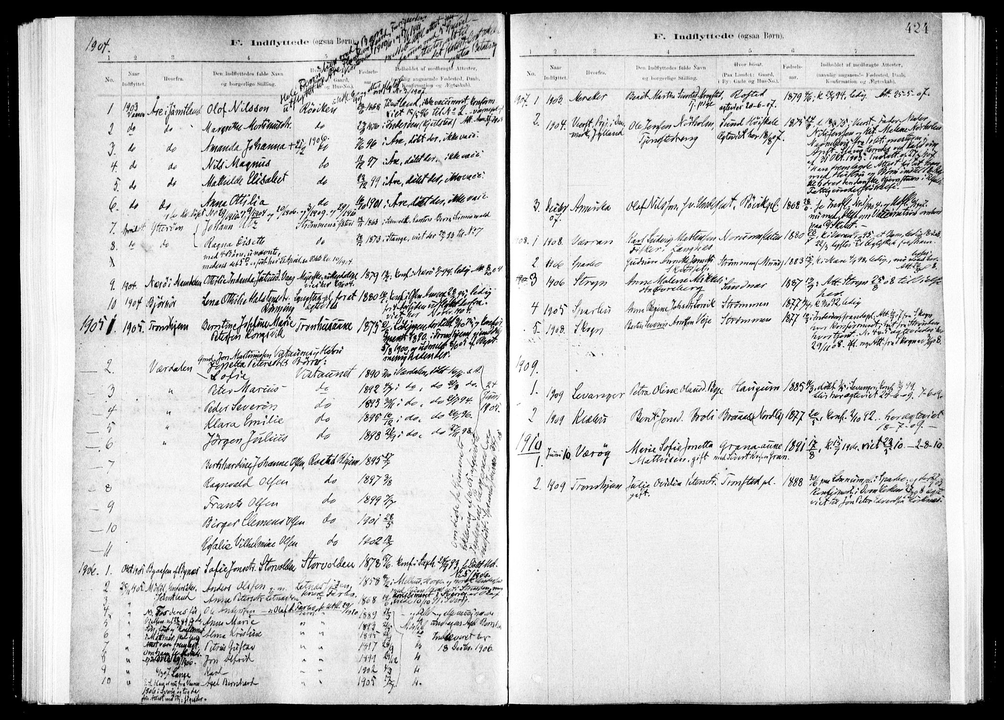 Ministerialprotokoller, klokkerbøker og fødselsregistre - Nord-Trøndelag, SAT/A-1458/730/L0285: Parish register (official) no. 730A10, 1879-1914, p. 424