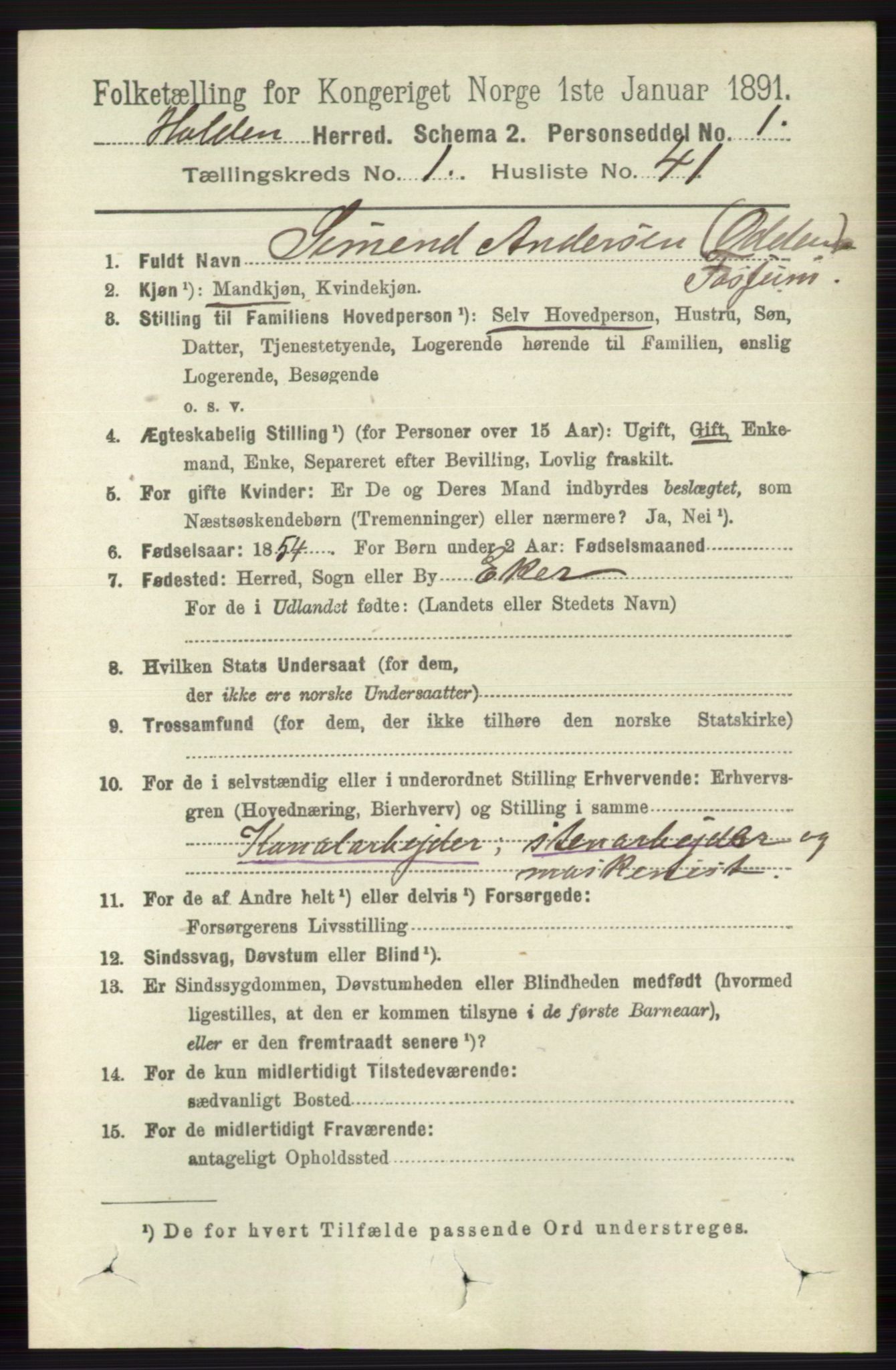 RA, 1891 census for 0819 Holla, 1891, p. 541