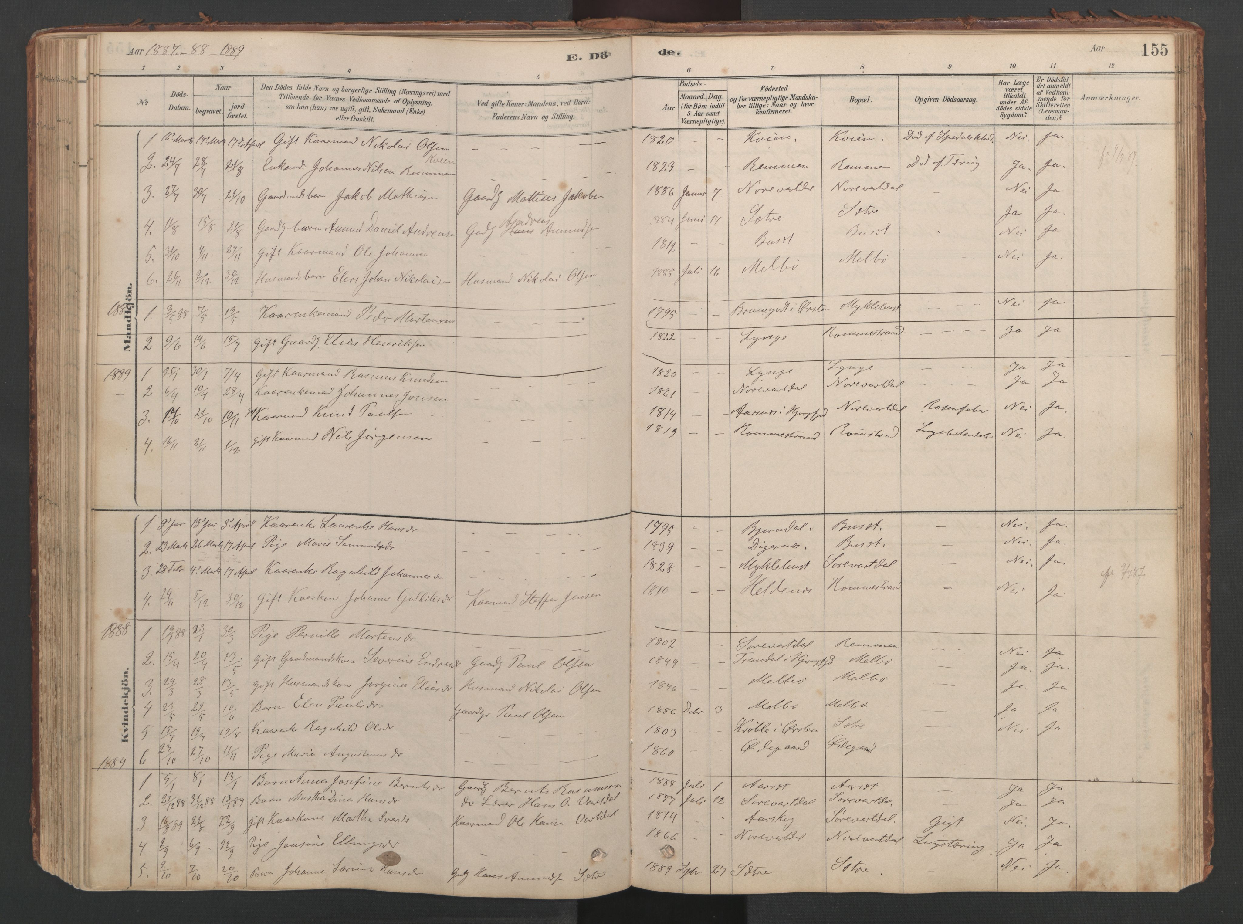 Ministerialprotokoller, klokkerbøker og fødselsregistre - Møre og Romsdal, SAT/A-1454/514/L0201: Parish register (copy) no. 514C01, 1878-1919, p. 155
