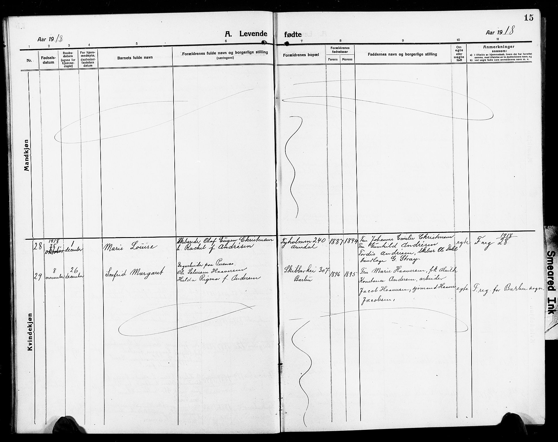 Arendal sokneprestkontor, Trefoldighet, AV/SAK-1111-0040/F/Fb/L0007: Parish register (copy) no. B 7, 1916-1927, p. 15