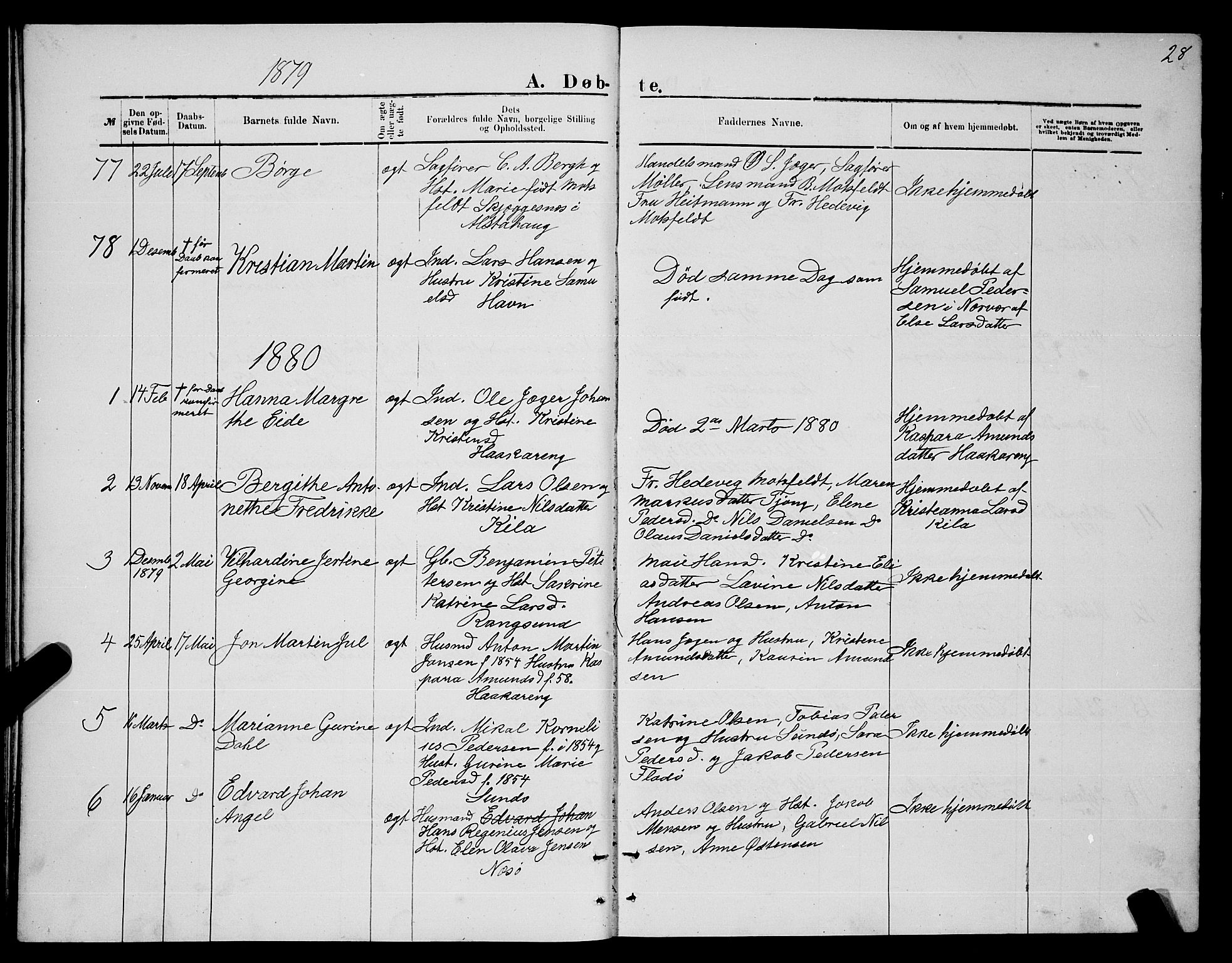 Ministerialprotokoller, klokkerbøker og fødselsregistre - Nordland, AV/SAT-A-1459/841/L0620: Parish register (copy) no. 841C04, 1877-1896, p. 28