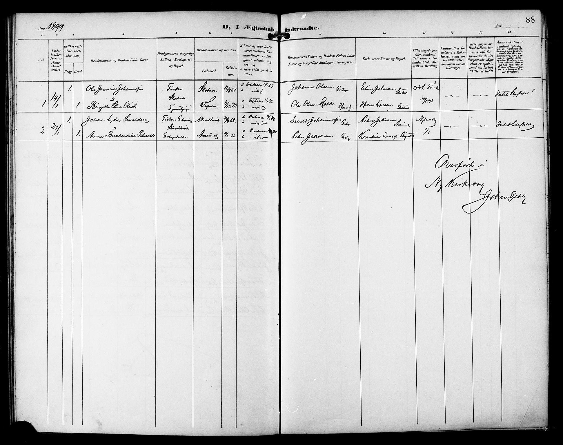 Ministerialprotokoller, klokkerbøker og fødselsregistre - Nordland, AV/SAT-A-1459/810/L0152: Parish register (official) no. 810A11, 1895-1899, p. 88