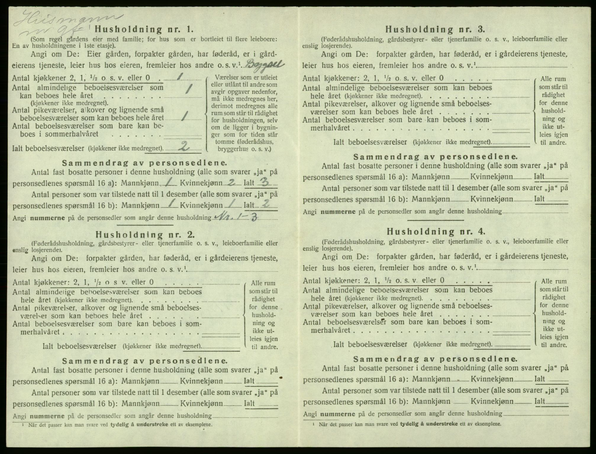 SAB, 1920 census for Kvam, 1920, p. 127