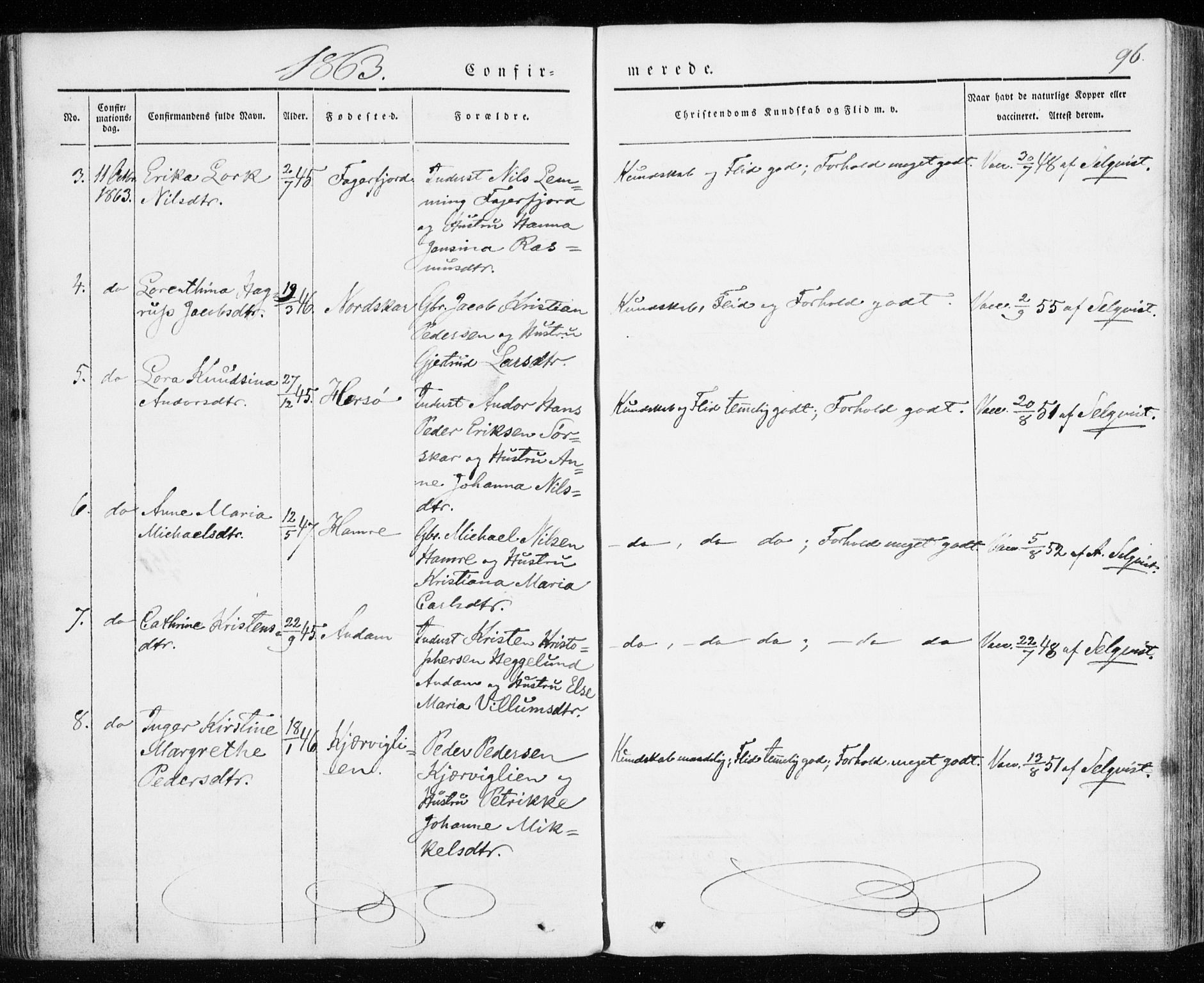 Karlsøy sokneprestembete, SATØ/S-1299/H/Ha/Haa/L0009kirke: Parish register (official) no. 9, 1838-1867, p. 96