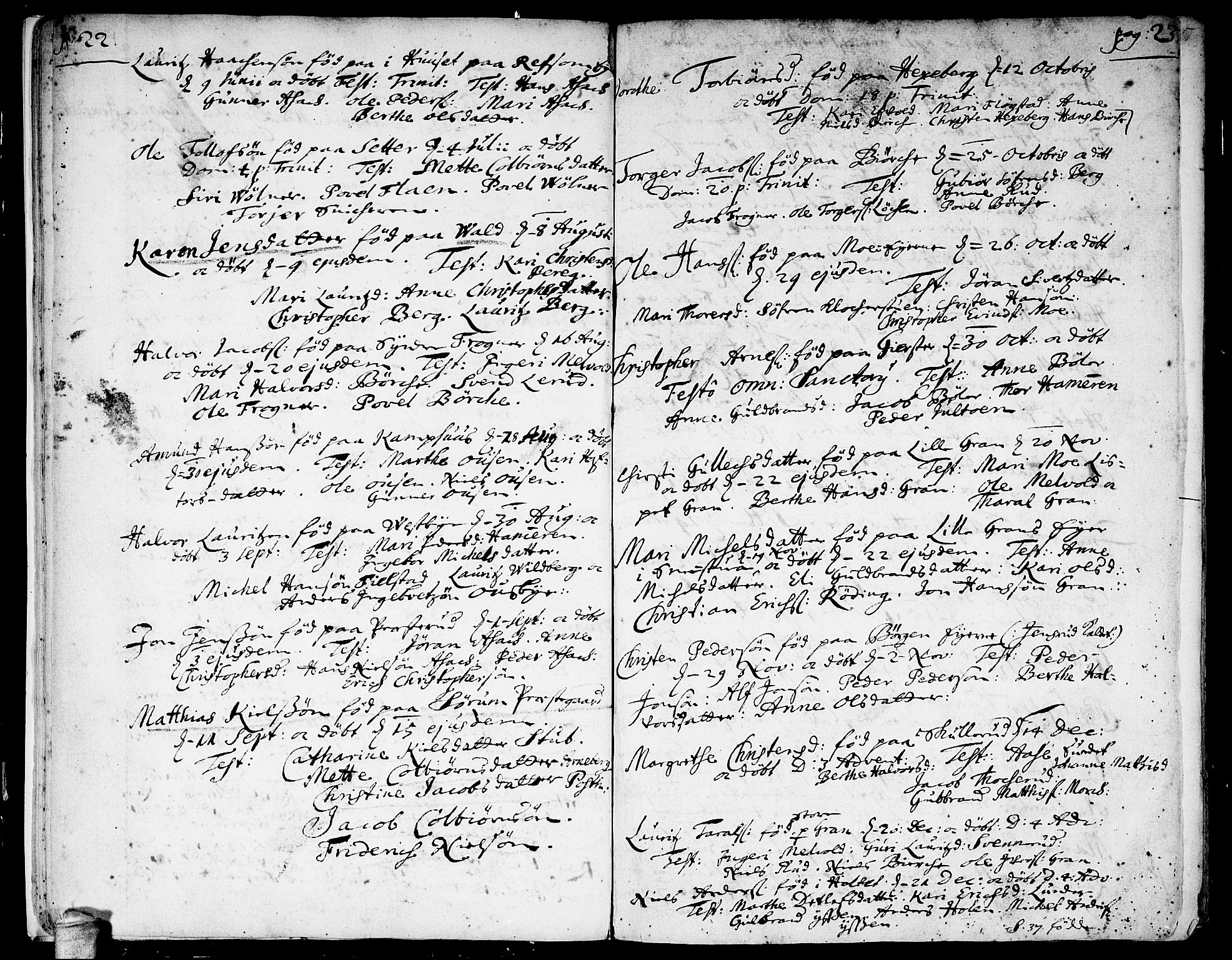 Sørum prestekontor Kirkebøker, AV/SAO-A-10303/F/Fa/L0001: Parish register (official) no. I 1, 1710-1730, p. 22-23
