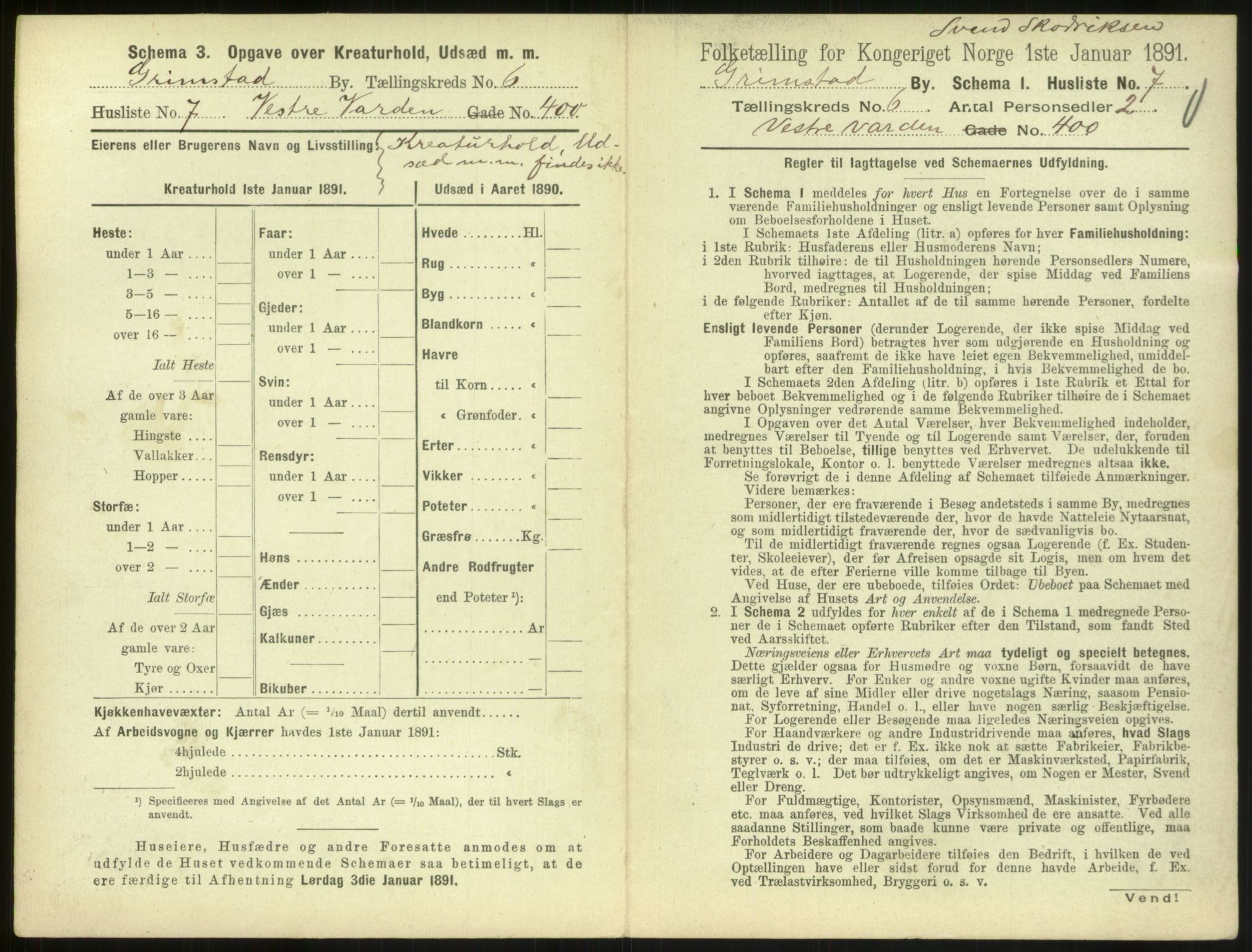 RA, 1891 census for 0904 Grimstad, 1891, p. 722