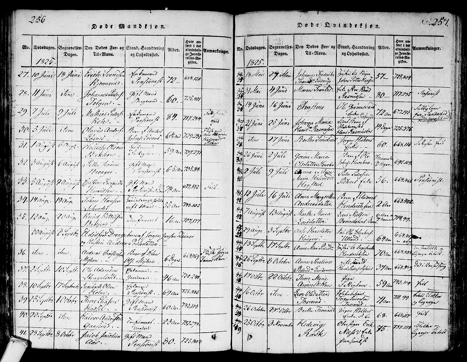 Kongsberg kirkebøker, SAKO/A-22/G/Ga/L0001: Parish register (copy) no. 1, 1816-1839, p. 256-257
