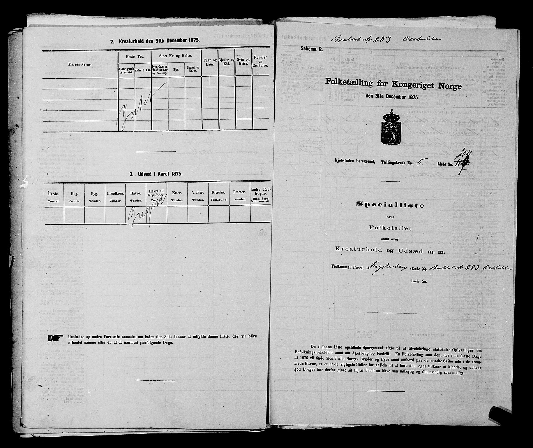 SAKO, 1875 census for 0805P Porsgrunn, 1875, p. 253