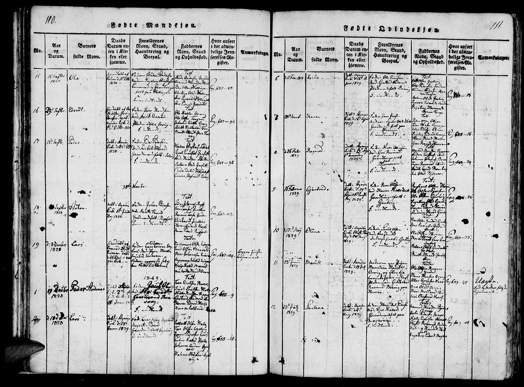 Ministerialprotokoller, klokkerbøker og fødselsregistre - Møre og Romsdal, SAT/A-1454/560/L0718: Parish register (official) no. 560A02, 1817-1844, p. 110-111