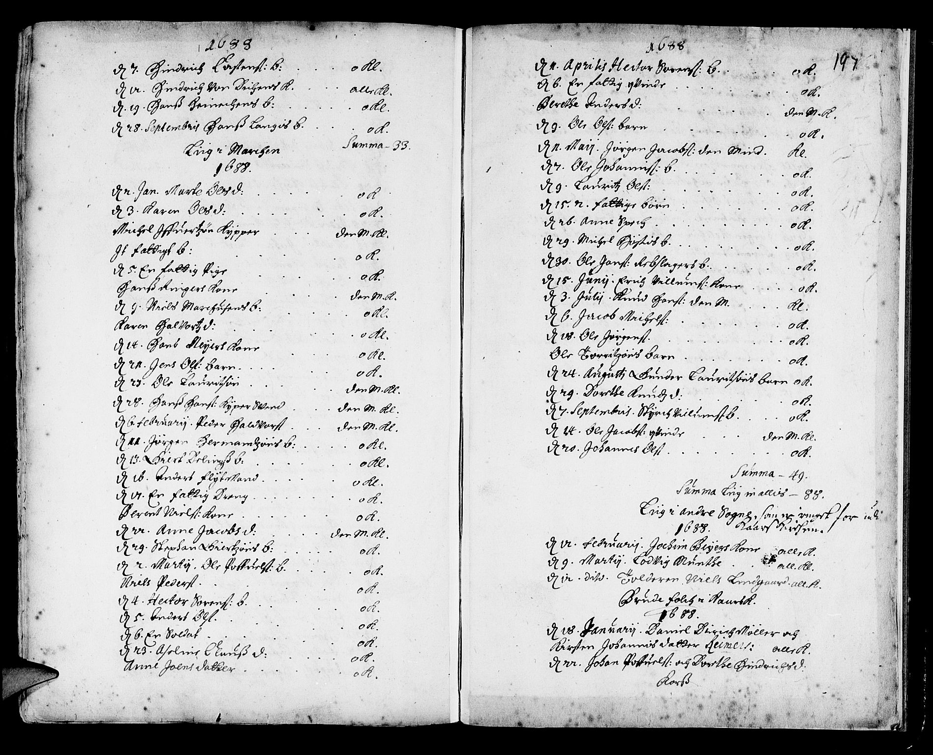 Korskirken sokneprestembete, SAB/A-76101/H/Haa/L0001: Parish register (official) no. A 1, 1674-1688, p. 197