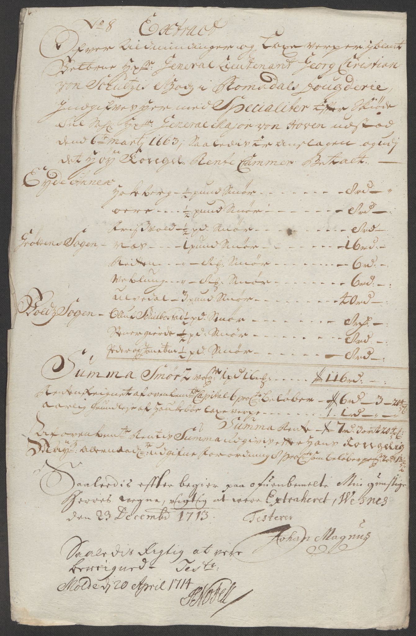Rentekammeret inntil 1814, Reviderte regnskaper, Fogderegnskap, RA/EA-4092/R55/L3662: Fogderegnskap Romsdal, 1713-1714, p. 99