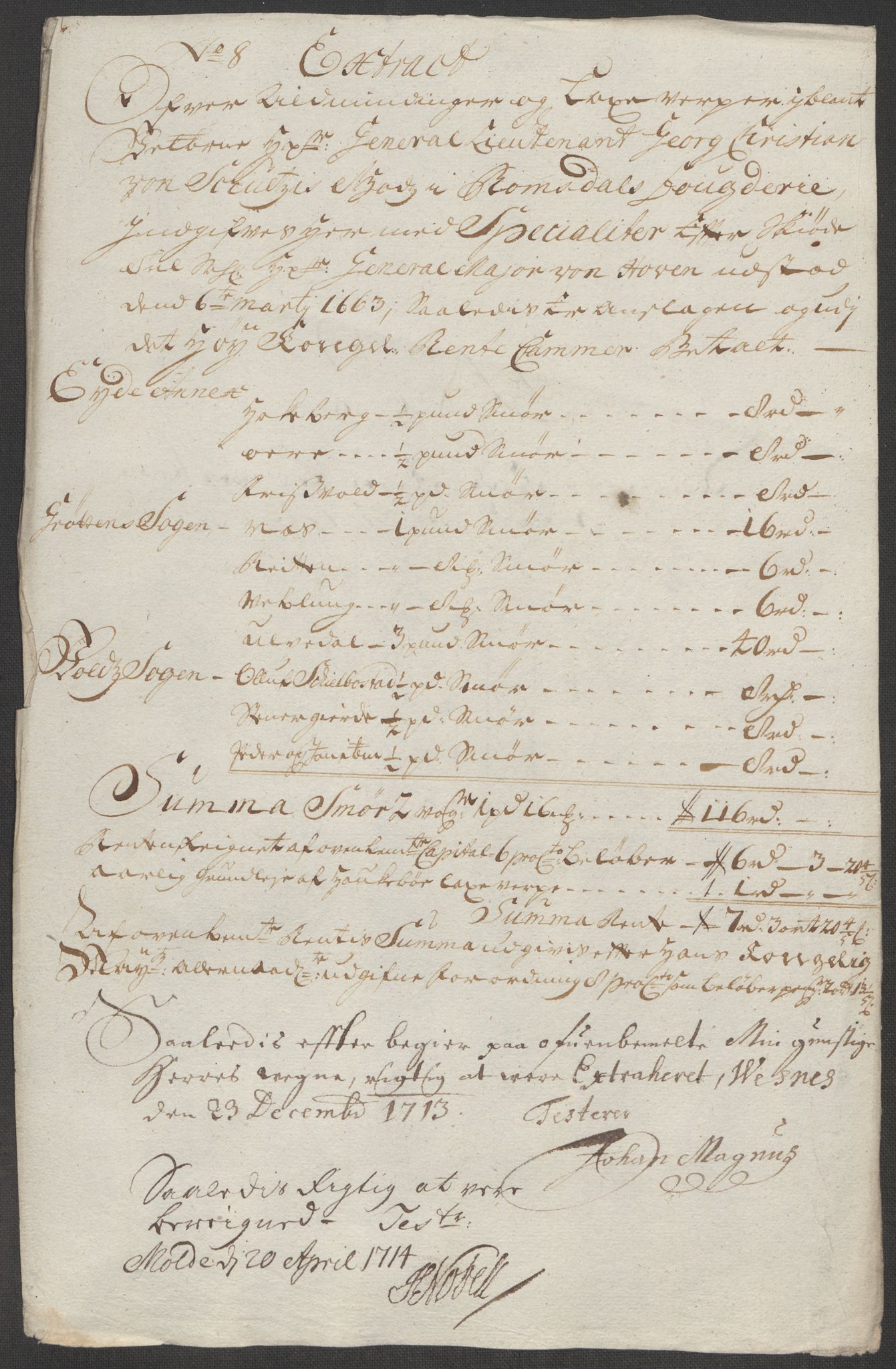 Rentekammeret inntil 1814, Reviderte regnskaper, Fogderegnskap, AV/RA-EA-4092/R55/L3662: Fogderegnskap Romsdal, 1713-1714, p. 99