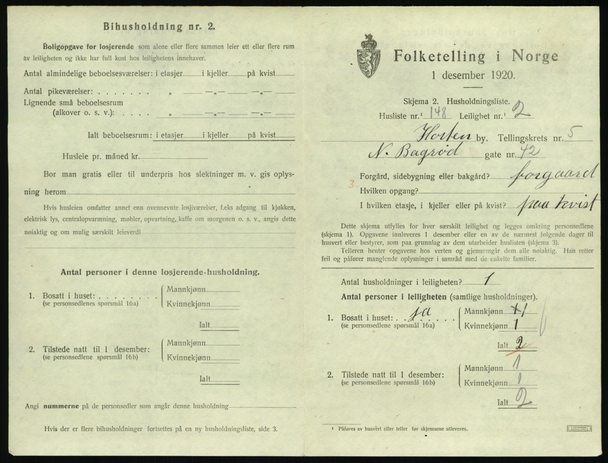 SAKO, 1920 census for Horten, 1920, p. 6169