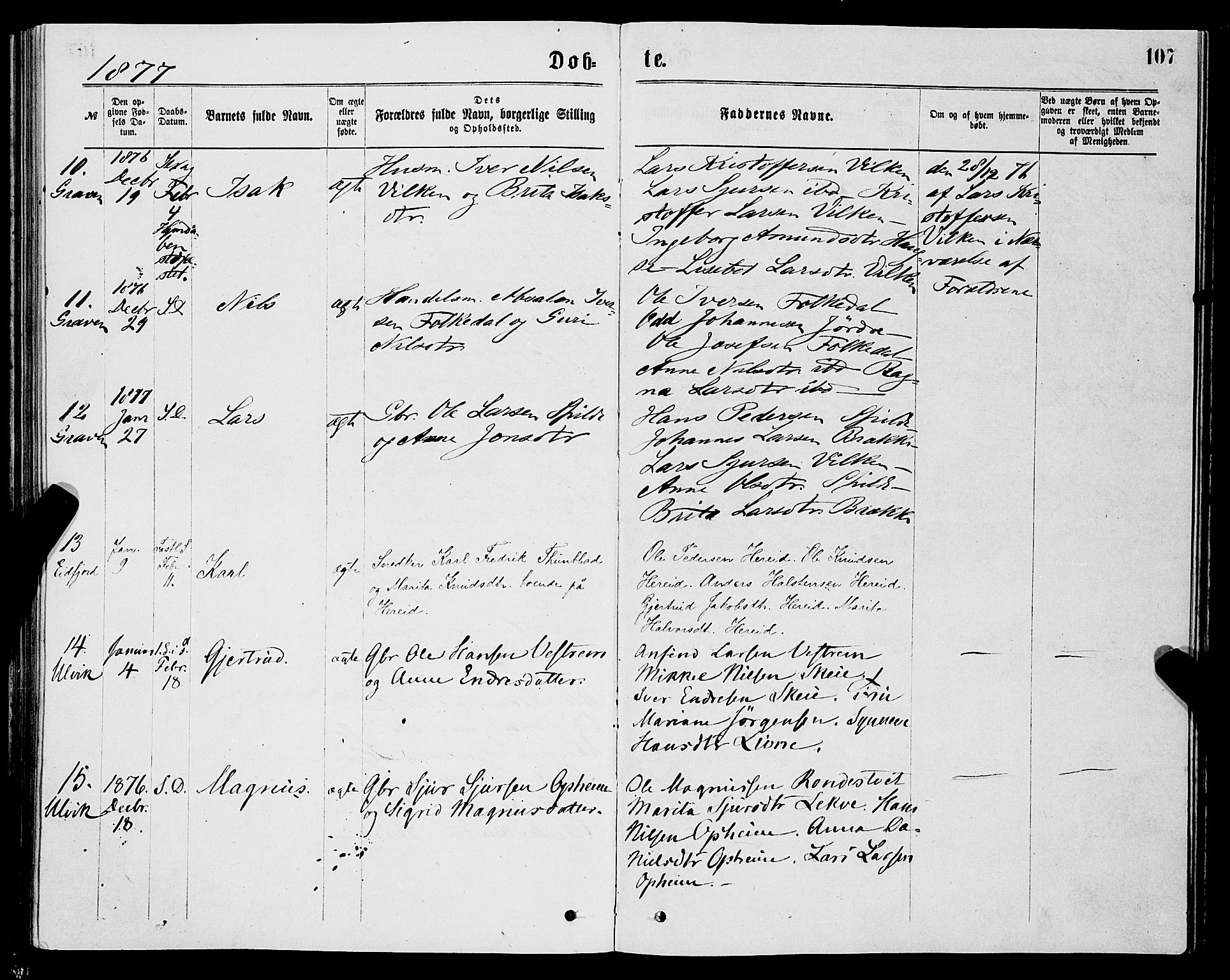 Ulvik sokneprestembete, AV/SAB-A-78801/H/Haa: Parish register (official) no. A 16, 1870-1878, p. 107