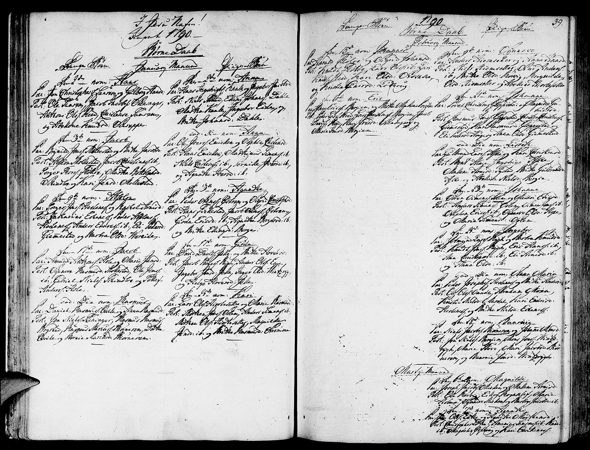 Gloppen sokneprestembete, SAB/A-80101/H/Haa/Haaa/L0005: Parish register (official) no. A 5, 1785-1815, p. 39