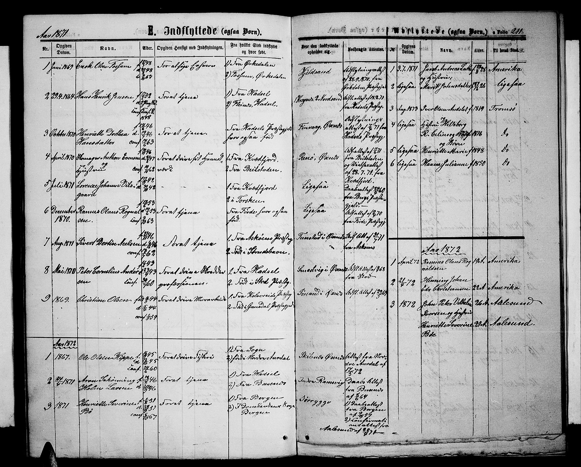 Ministerialprotokoller, klokkerbøker og fødselsregistre - Nordland, SAT/A-1459/893/L1348: Parish register (copy) no. 893C03, 1867-1877, p. 211