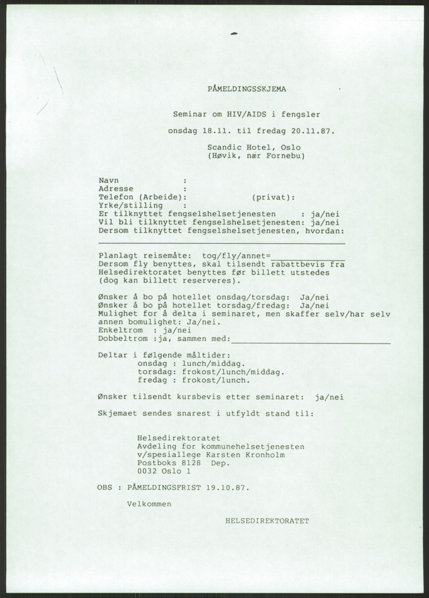 Sosialdepartementet, Administrasjons-, trygde-, plan- og helseavdelingen, AV/RA-S-6179/D/L2240/0004: -- / 619 Diverse. HIV/AIDS, 1987, p. 467