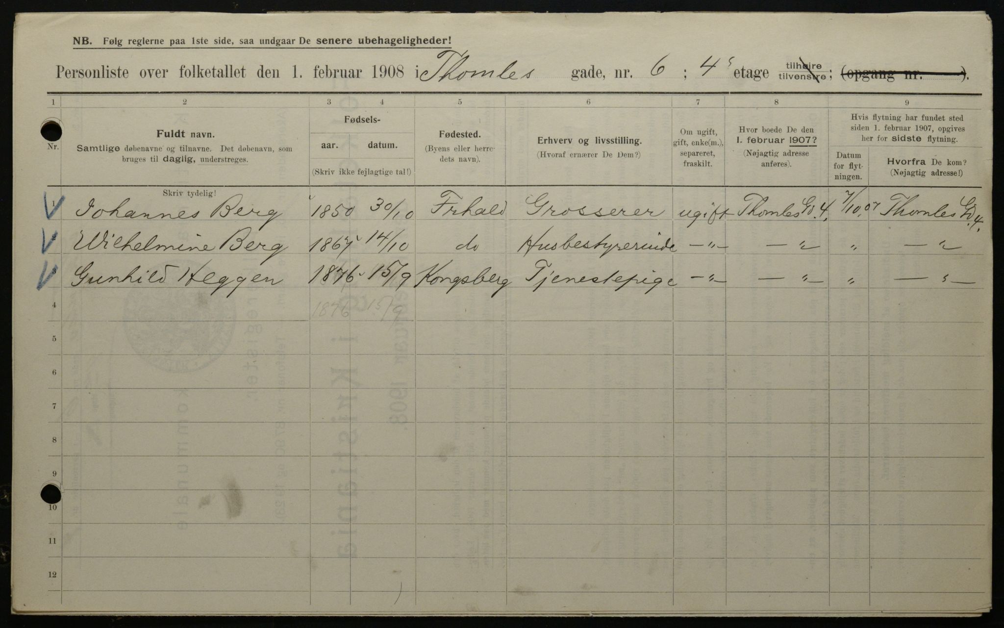 OBA, Municipal Census 1908 for Kristiania, 1908, p. 98212