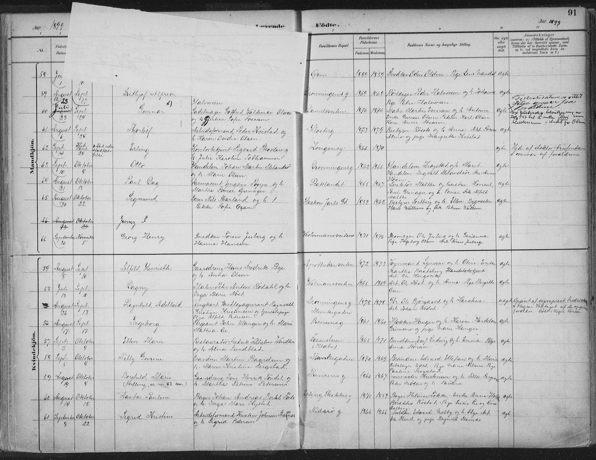 Ministerialprotokoller, klokkerbøker og fødselsregistre - Sør-Trøndelag, SAT/A-1456/601/L0062: Parish register (official) no. 601A30, 1891-1911, p. 91
