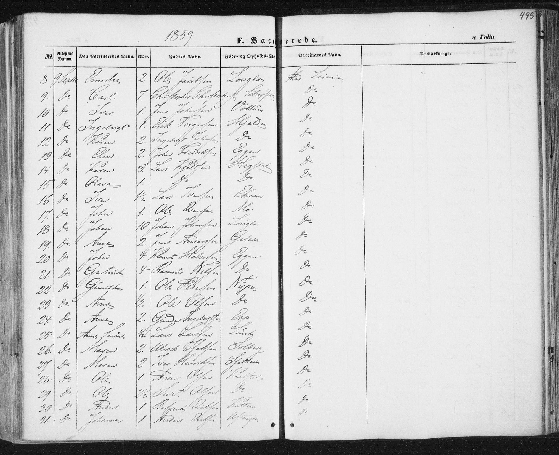 Ministerialprotokoller, klokkerbøker og fødselsregistre - Sør-Trøndelag, AV/SAT-A-1456/691/L1076: Parish register (official) no. 691A08, 1852-1861, p. 498