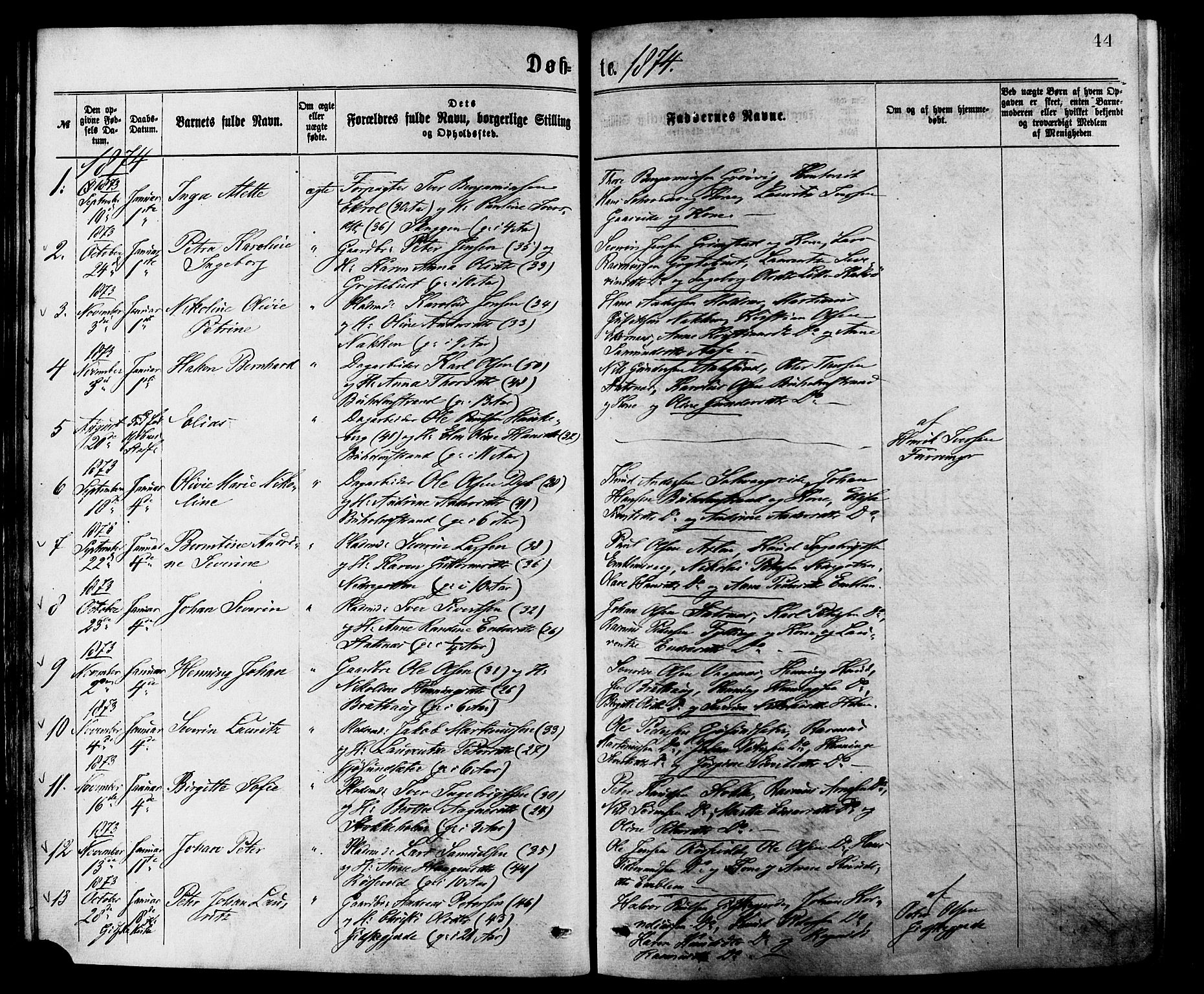 Ministerialprotokoller, klokkerbøker og fødselsregistre - Møre og Romsdal, AV/SAT-A-1454/528/L0400: Parish register (official) no. 528A11, 1871-1879, p. 44