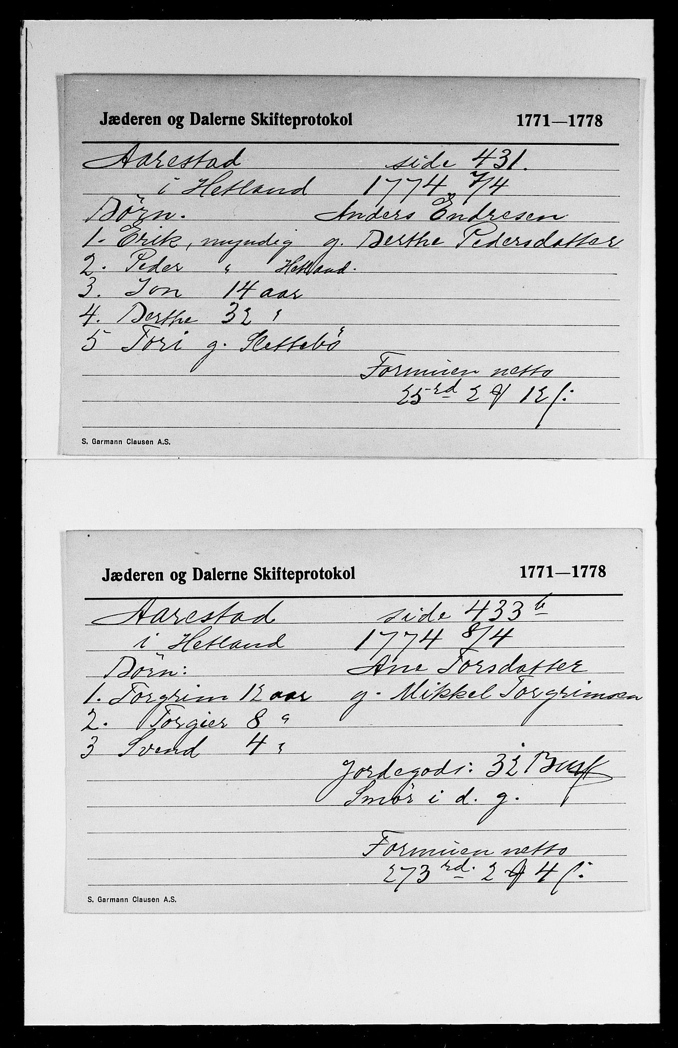 Jæren og Dalane sorenskriveri, AV/SAST-A-100306/5, 1771-1778, p. 3