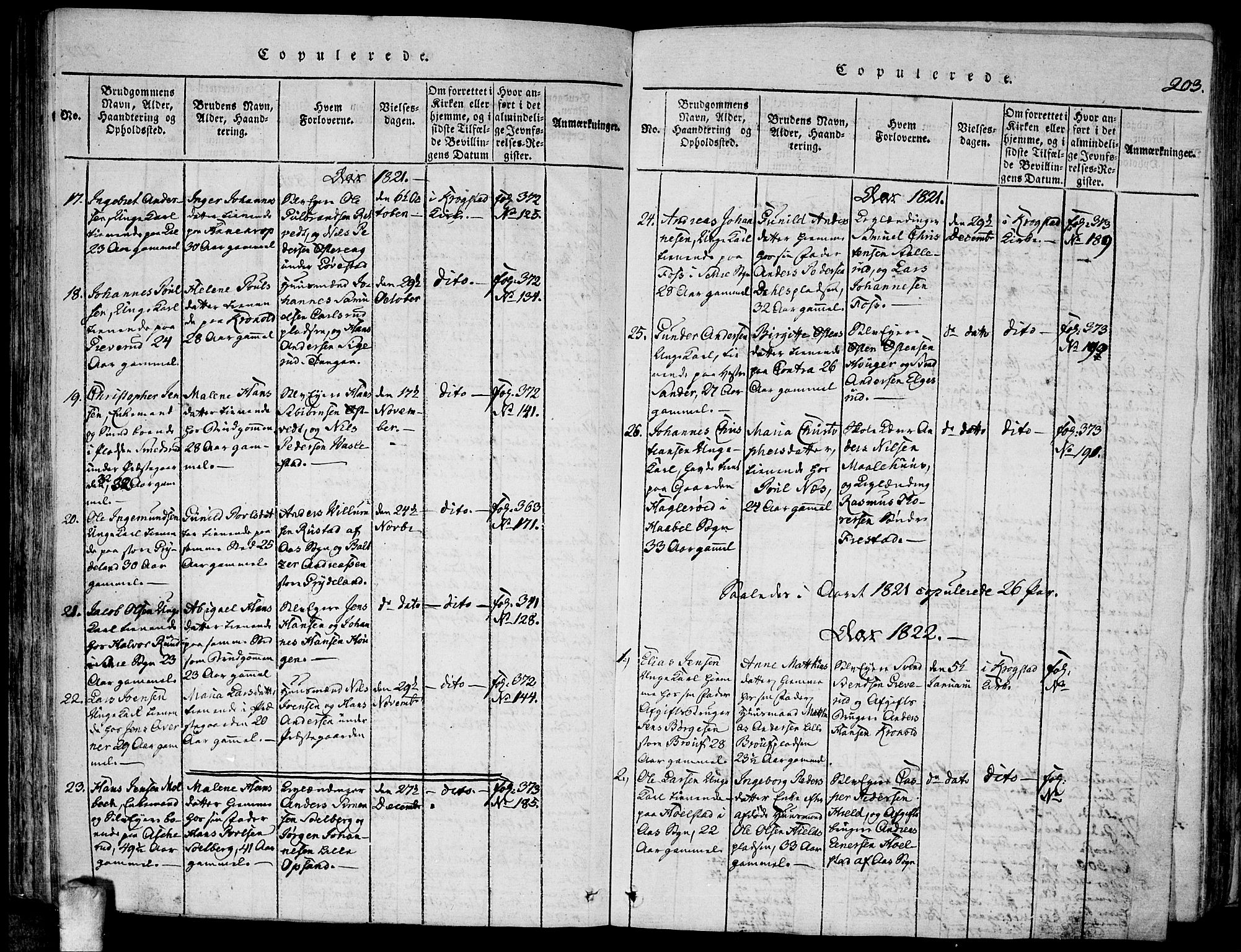 Kråkstad prestekontor Kirkebøker, AV/SAO-A-10125a/F/Fa/L0003: Parish register (official) no. I 3, 1813-1824, p. 203