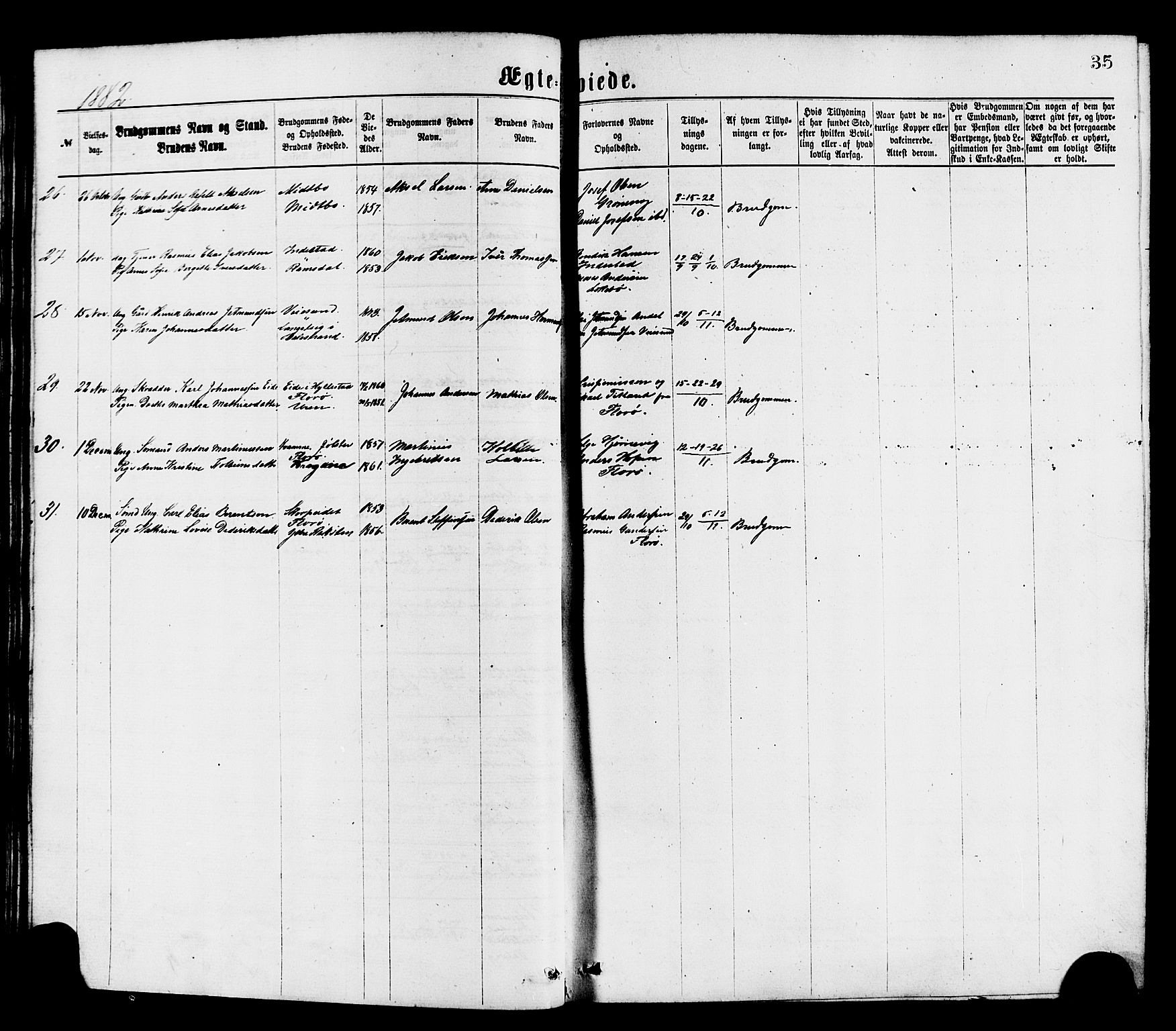 Kinn sokneprestembete, AV/SAB-A-80801/H/Haa/Haaa/L0013: Parish register (official) no. A 13, 1870-1885, p. 35