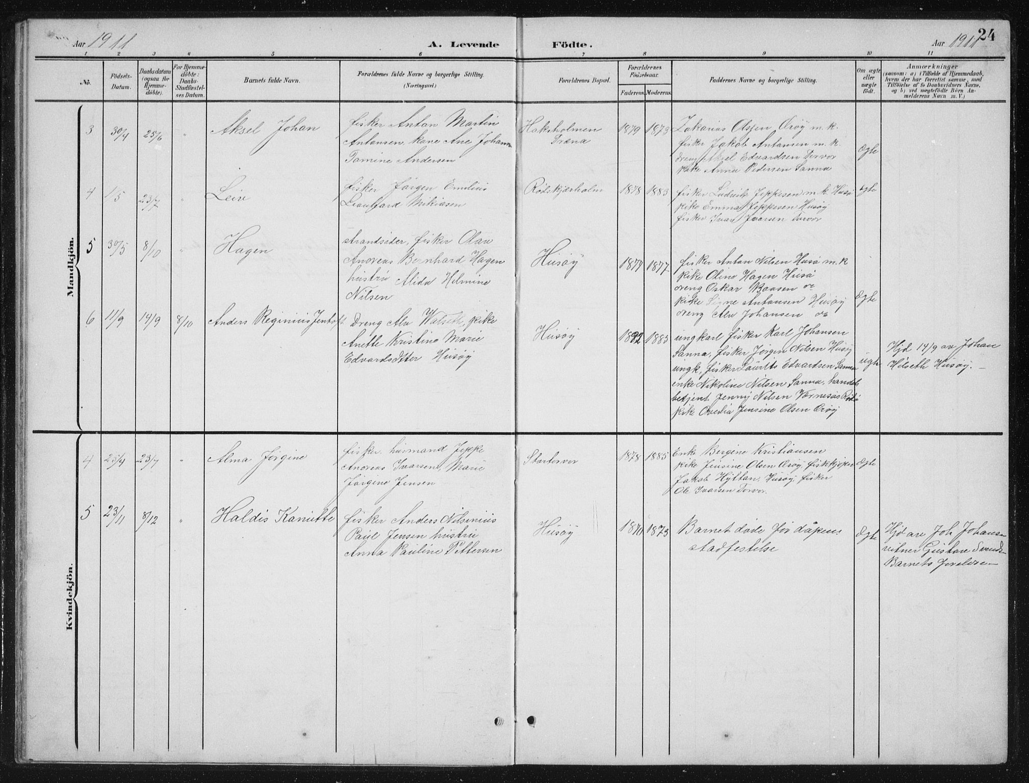 Ministerialprotokoller, klokkerbøker og fødselsregistre - Nordland, AV/SAT-A-1459/840/L0583: Parish register (copy) no. 840C03, 1901-1933, p. 24